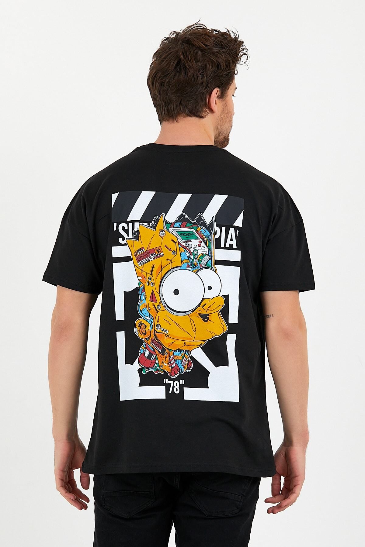Genel Markalar Simpsonlar Baskılı Oversize T-shirt