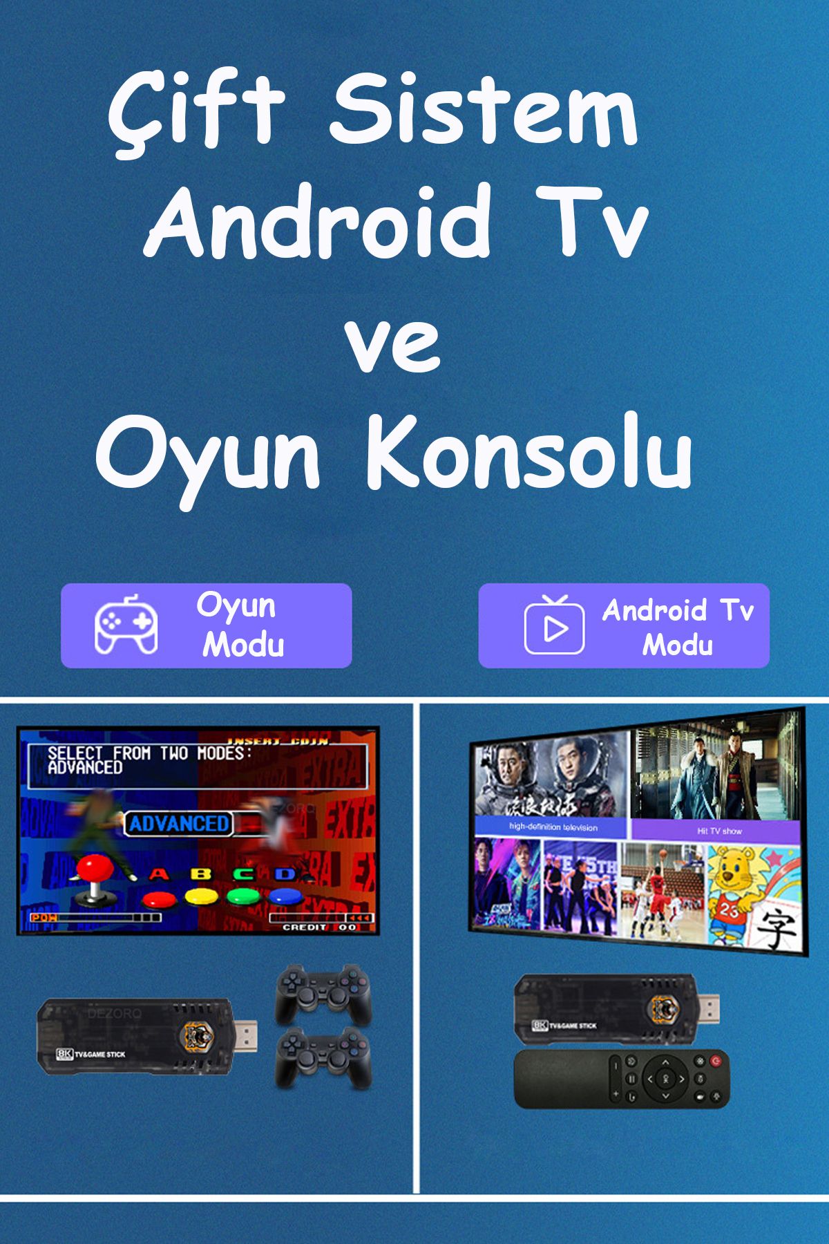 TECHNOMEN 5g 8k Ultra Hd 64 GB Tv Box + Game Box Android Tv + Oyun Konsolu 2in1 Youtube Netflix 10000 Oyunlu.