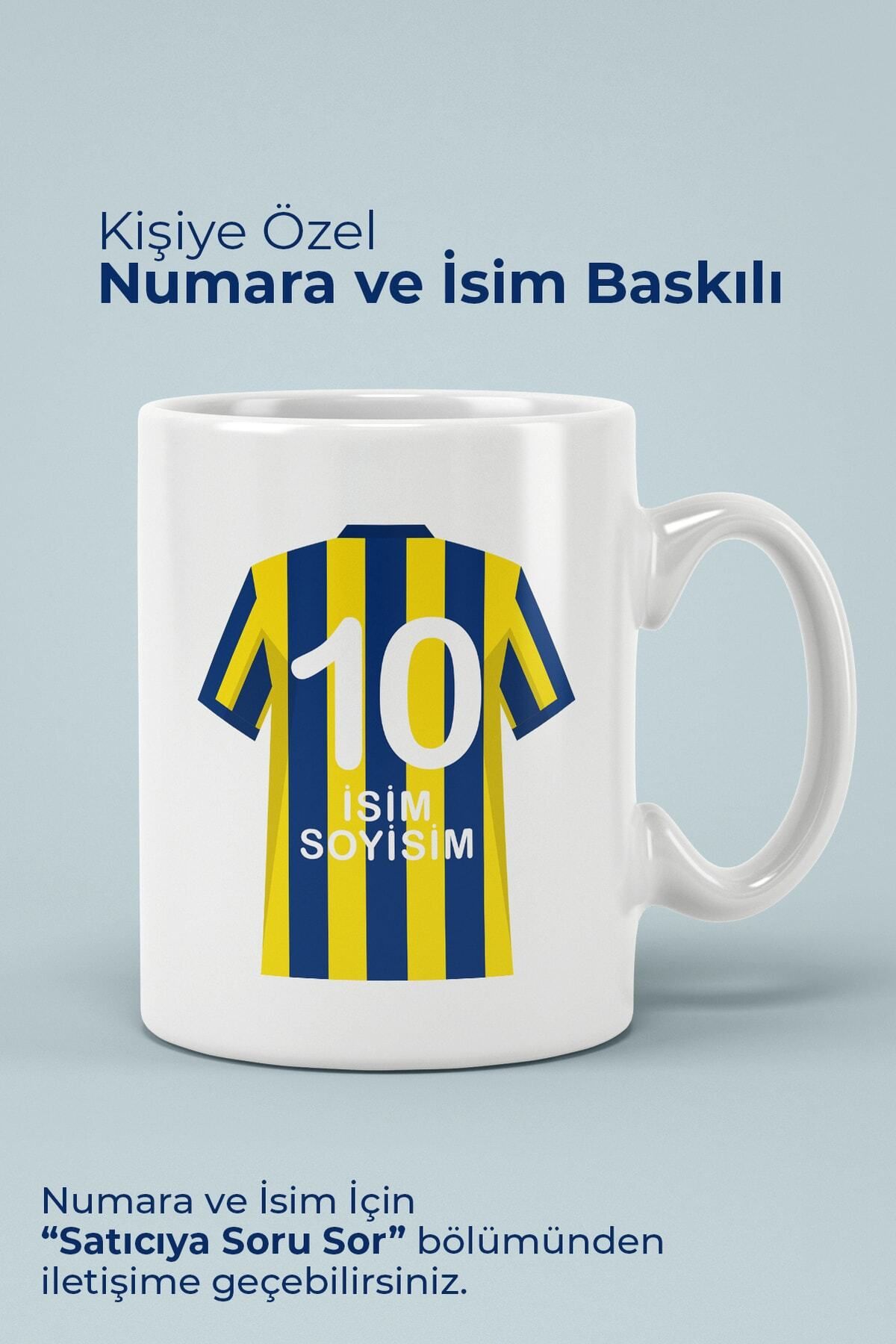 Klein Home Fenerbahçeli Kişiye Özel Numaralı Desenli Porselen Kupa Bardak
