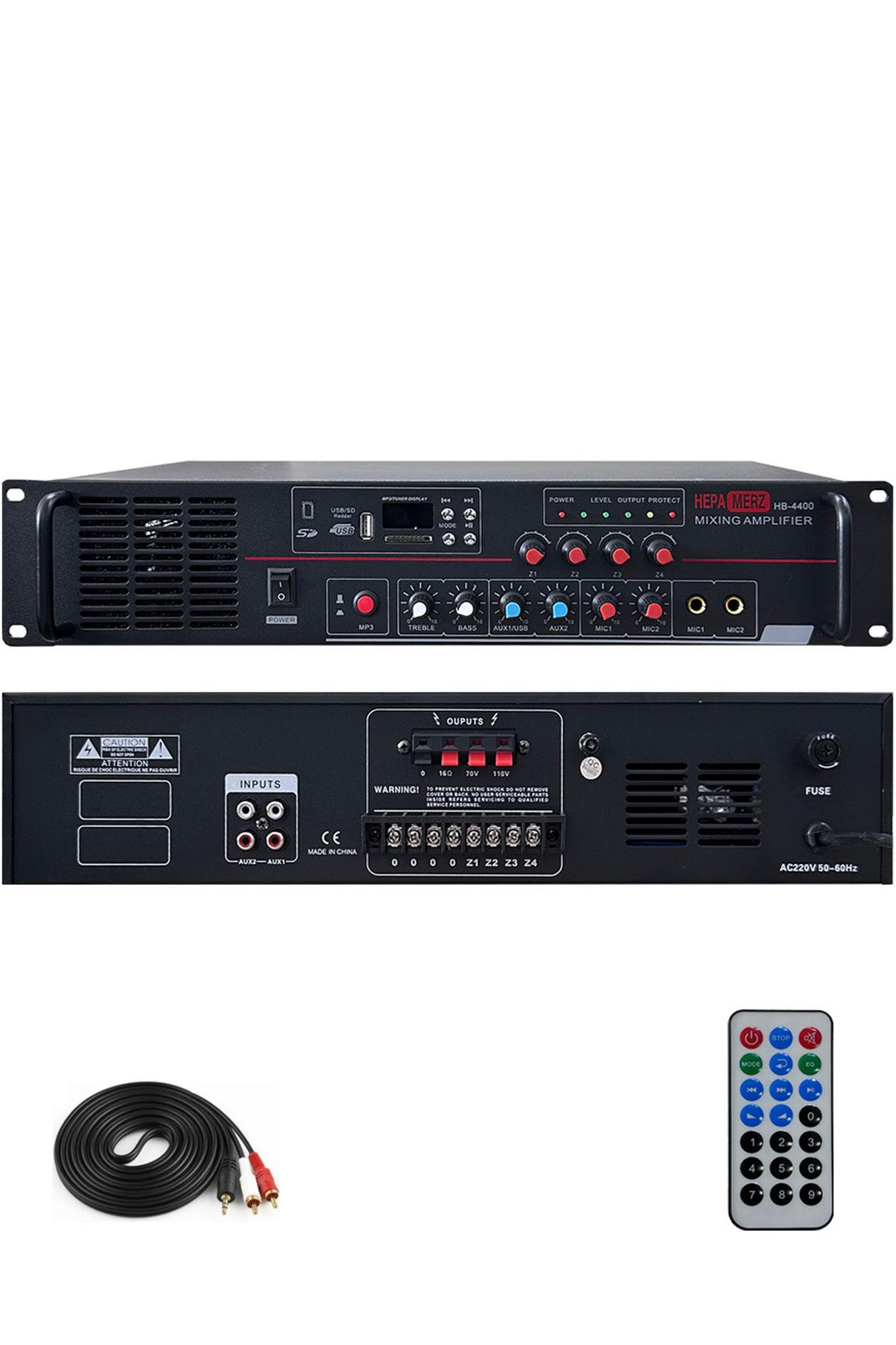 Hepa-Merz Hepa Merz HB-4400 Mixer Amfi 4 Bölgeli 4 Çıkışlı Anfi Zonlu 4x100W Bluetooth Usb