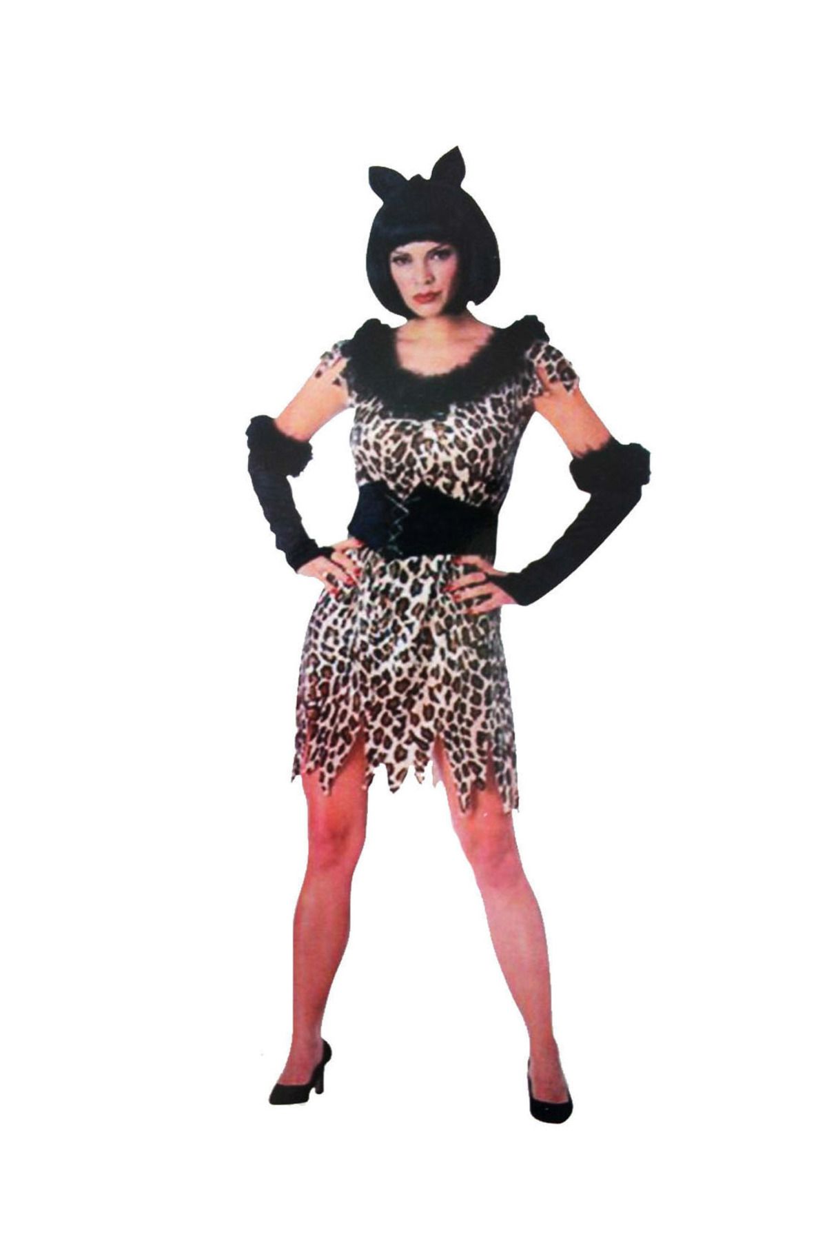 BOL ÇEŞİT BURADA Yetişkin Leopar Kostümü - Kedi Kız Kostümü - Taş Devri Kostümü
