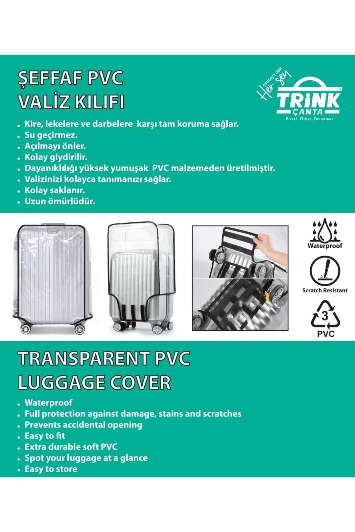 Trink Çanta Valiz Ve Bavul Kılıfı Şeffaf Su Geçirmez Kir Tutmaz Kolay Temizlenebilir