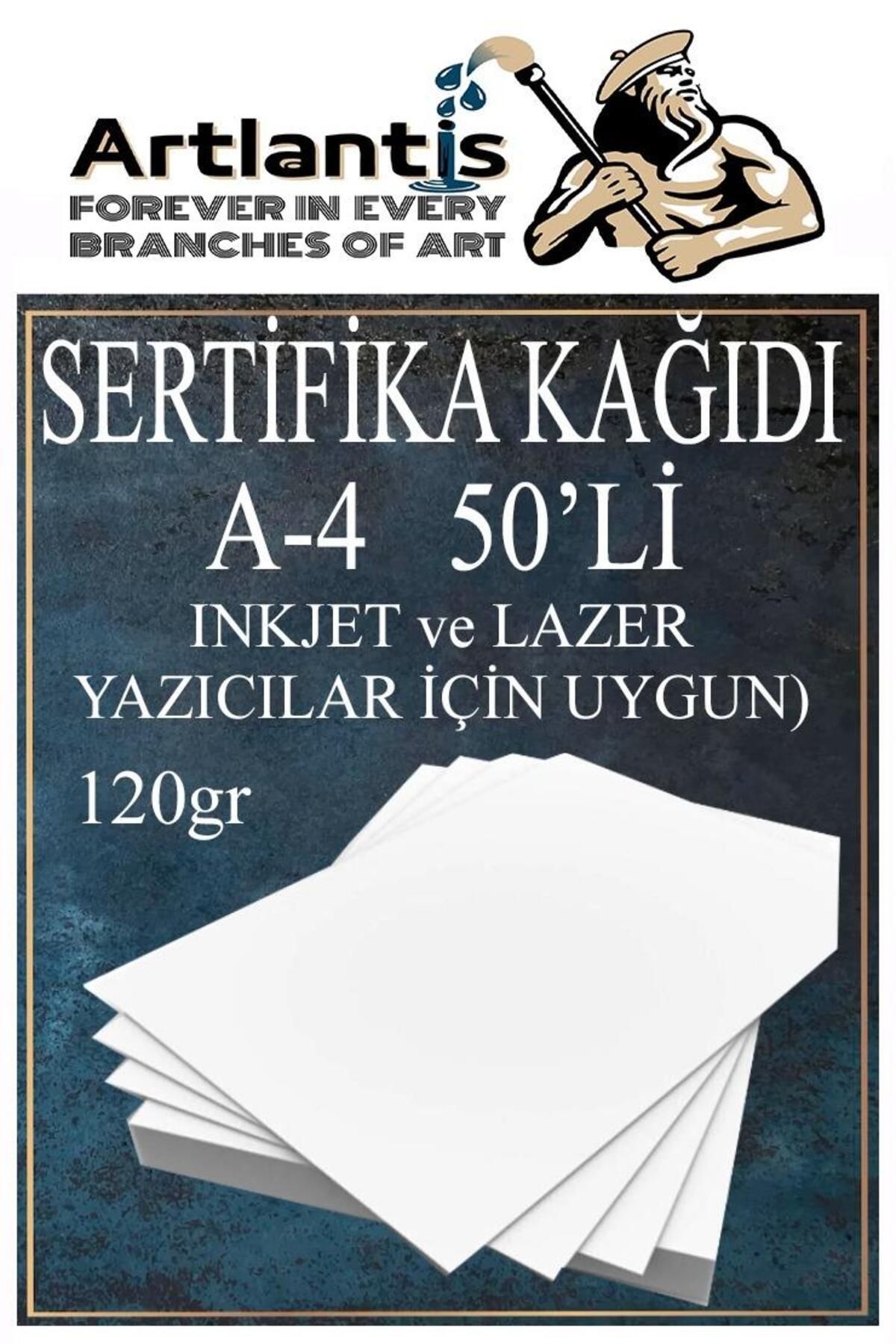 Artlantis A4 Sertifika Kağıdı Kalın 50 Adet Gramajlı Fotokopi Kağıdı 120 gr Tüm Yazıcılara Uyumlu 21x29.7 cm K