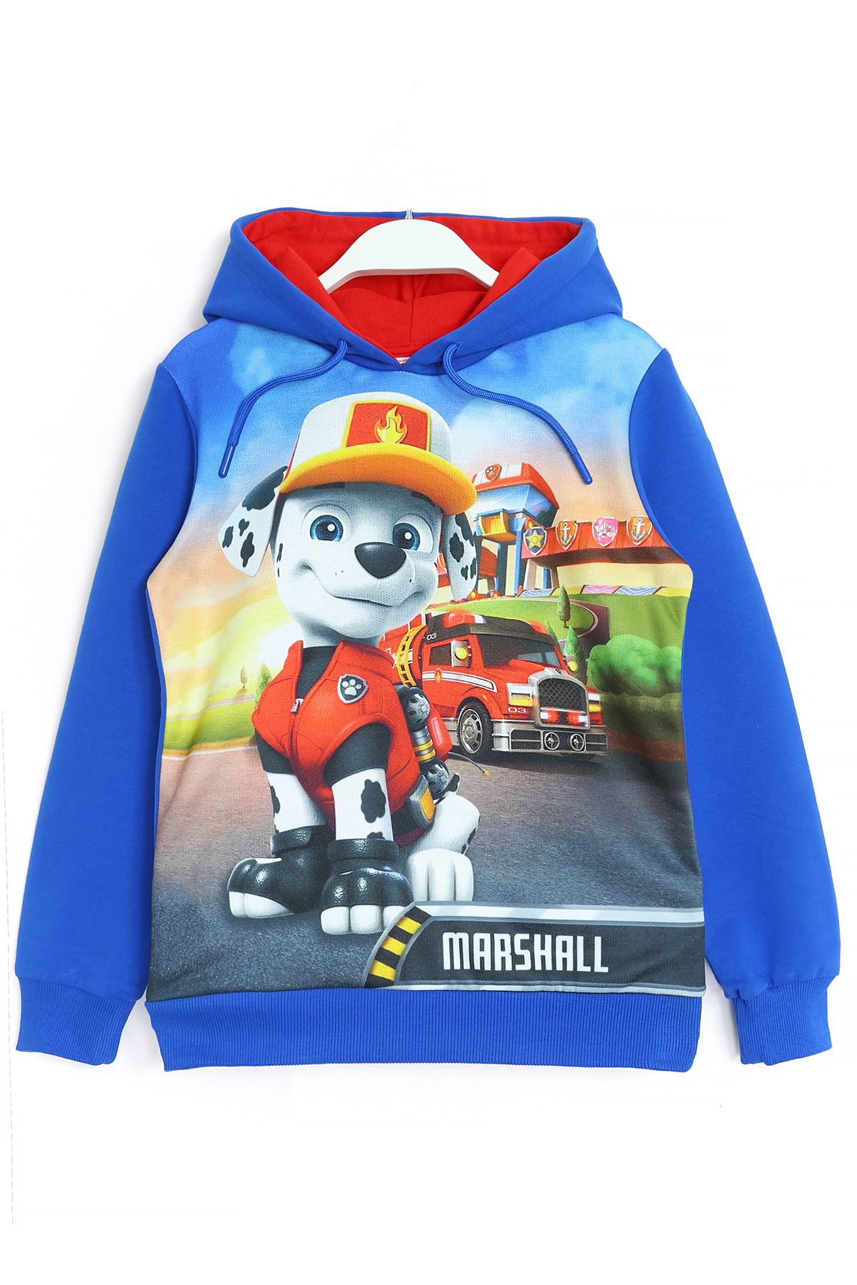 DobaKids Paw Patrol Marshall 3d Baskılı Erkek Çocuk Uzun Kollu Kapüşonlu Sweatshirt Hoodie Saks