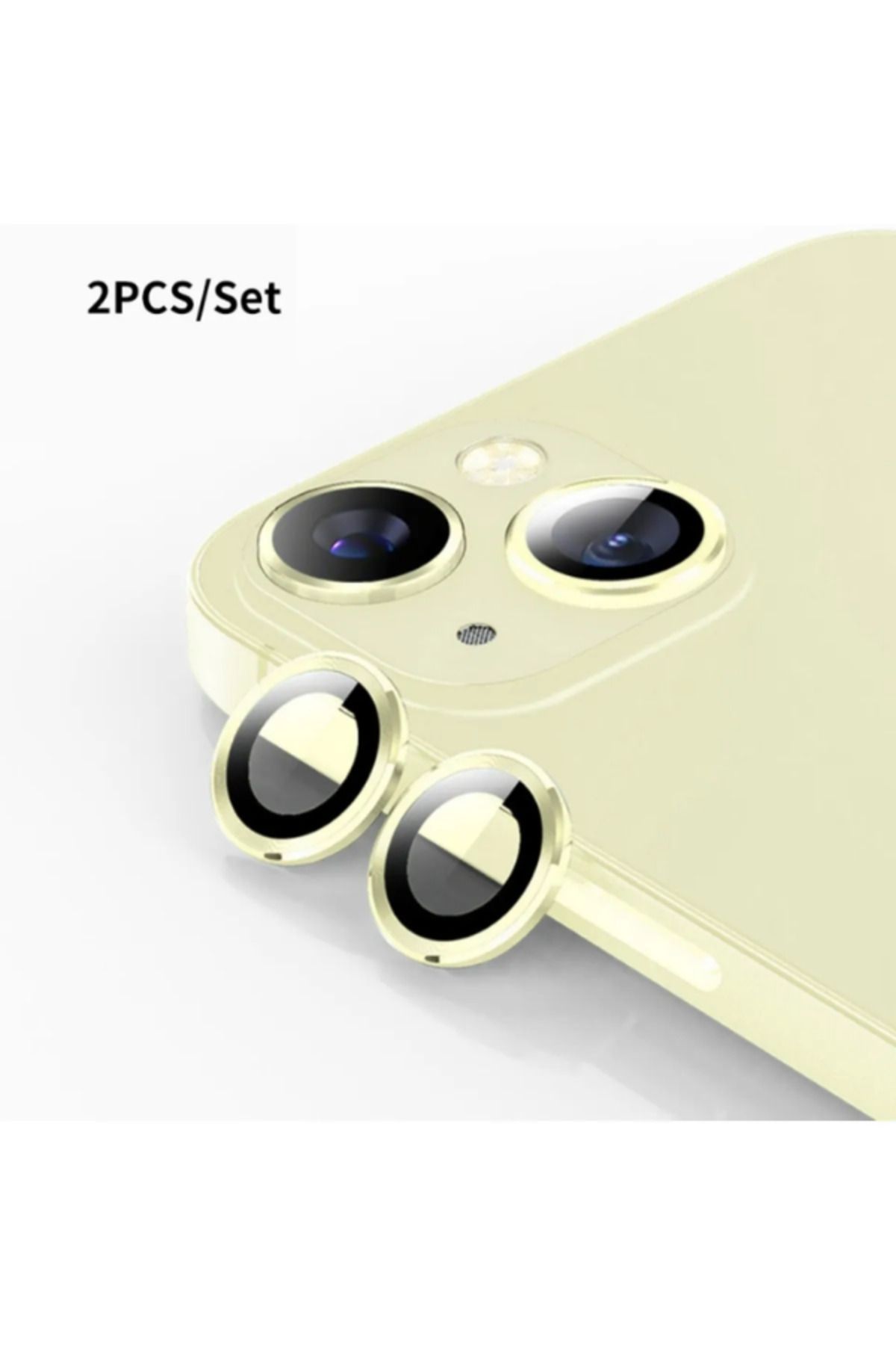 KVK PRİVACY Apple Iphone 15/15 Plus Kamera Koruma Lens Koruyucu Temperli Cam Koruma Yellow
