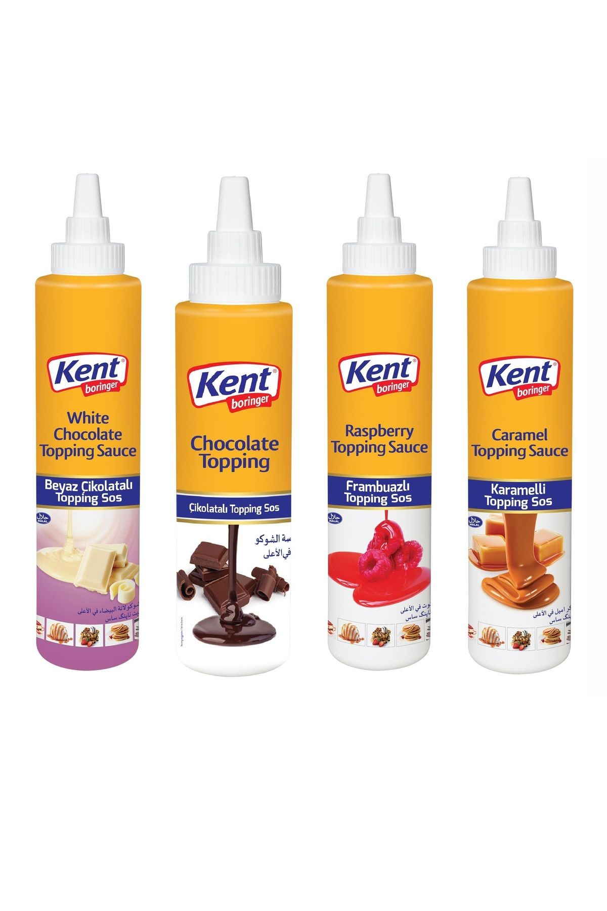 Kent Boringer Karma Topping Sos 750 Gr (Beyaz Çikolata, Çikolata, Frambuaz, Karamel) 4 Adet
