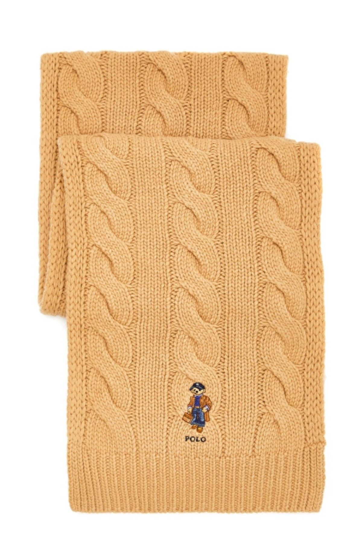 Ralph Lauren Bear Cable-Knit Wool-Blend Scarf