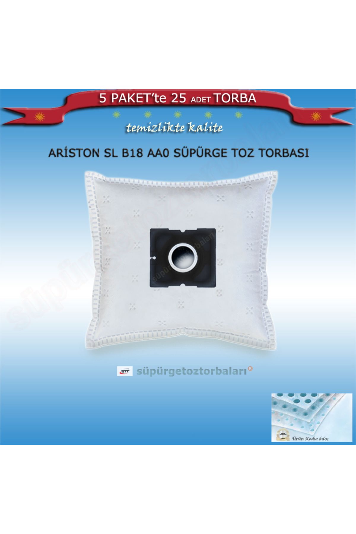 Ariston Sl B18 Aa0 Süpürge Toz Torbası 25 Adet Torba Kd01