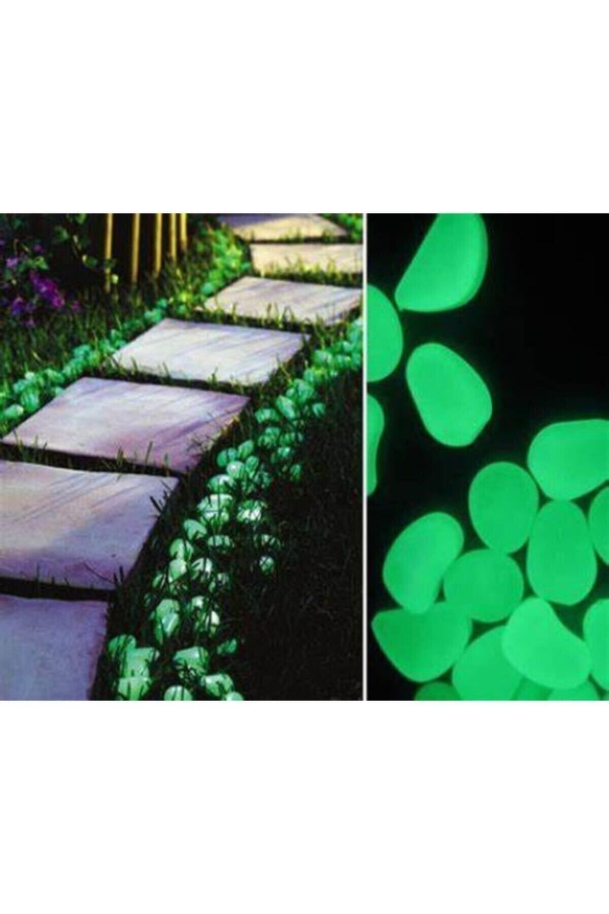 Bahçem 50 Adet Fosforlu Çakıl Taşı Gece Parlayan Fosforlu Çakıl Taşları Akvaryum Dekoratif Fosfor