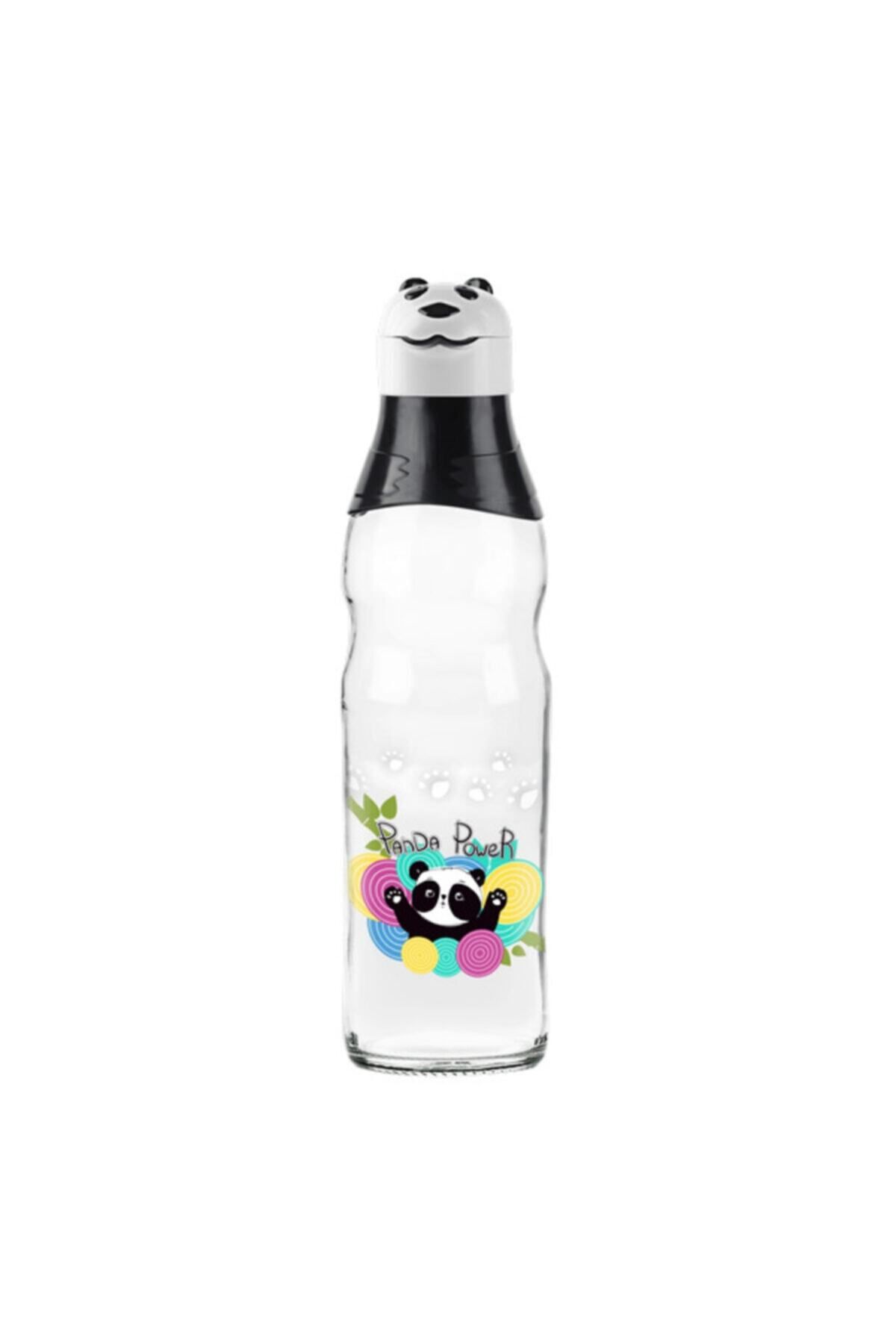 Titiz Plastik Panda Desenli Cam Suluk 1000 Ml Matara Su Şişesi Sürahi