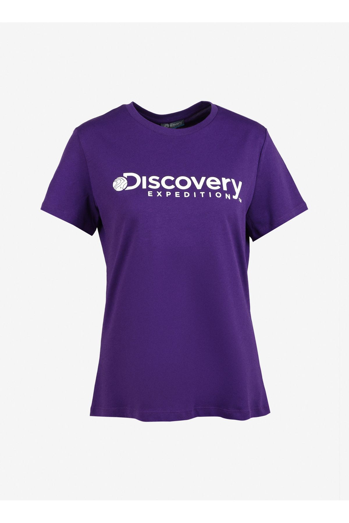 Discovery Expedition Mor Kadın Bisiklet Yaka Baskılı T-Shirt D3WL-TST1