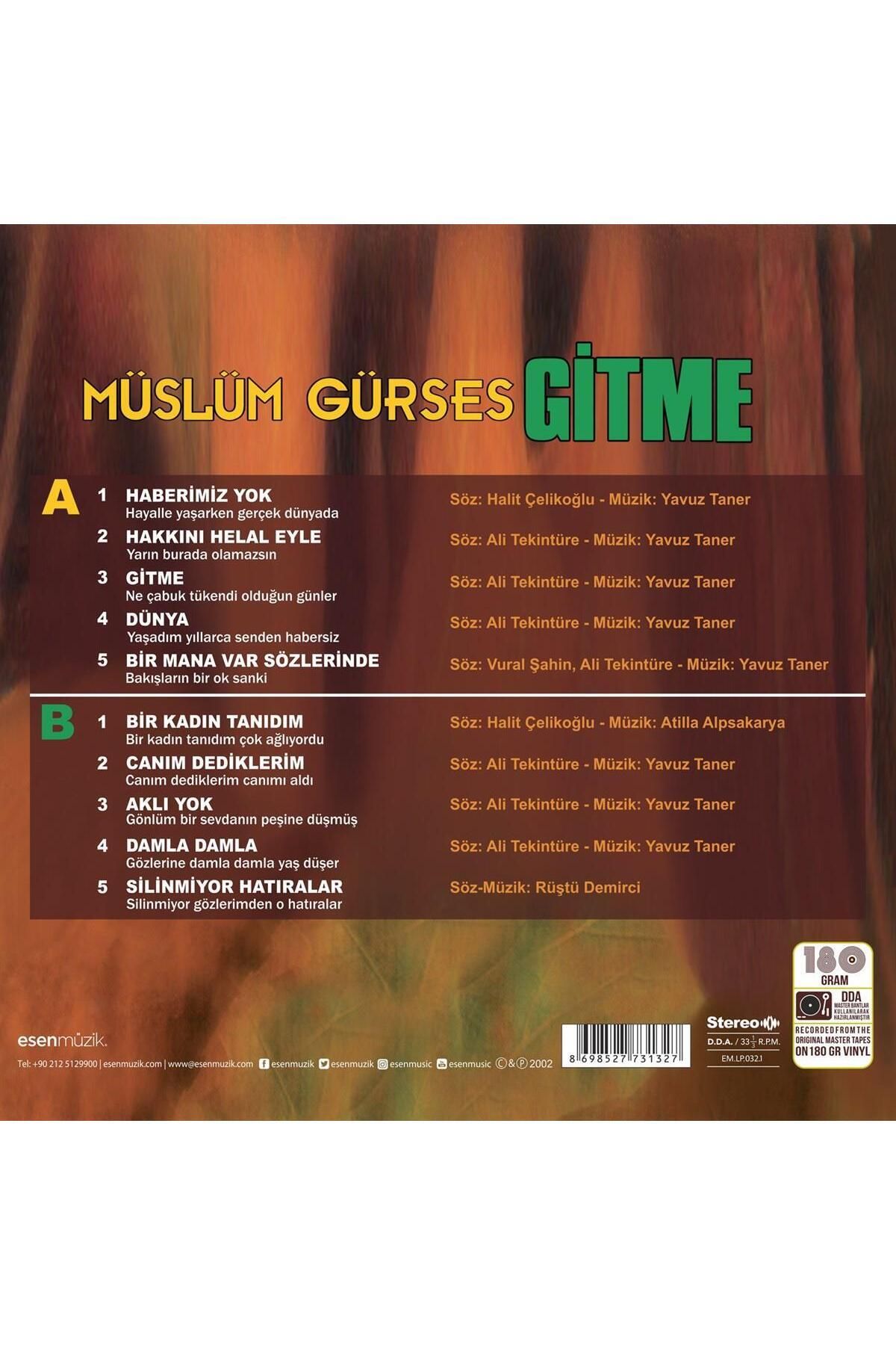 Genel Markalar PLAK - Müslüm Gürses / Gitme (Yeni görsel / Özel zarf / Analog kayıt)