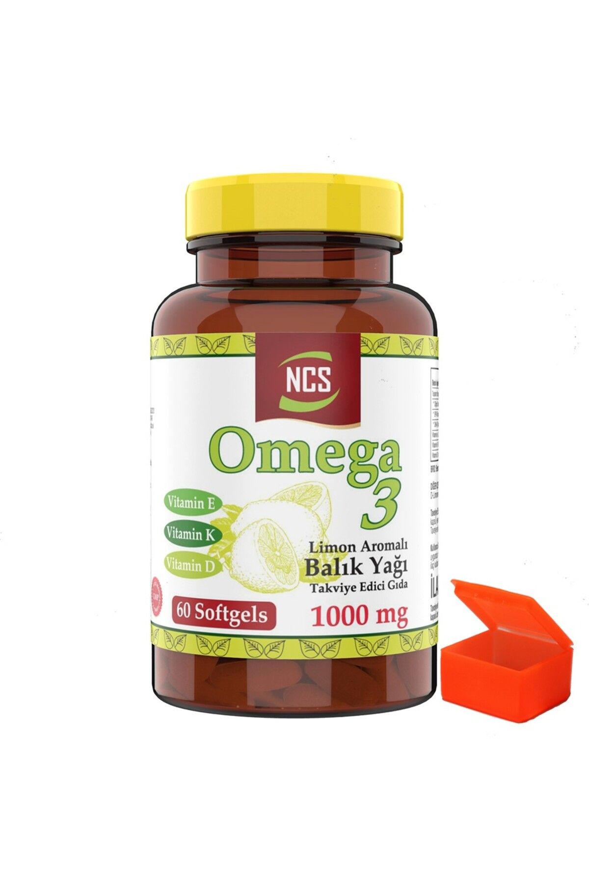 Ncs Omega 3 Limon Aromalı Balık Yağı 1000mg 60 Softgel + Hap Kutusu