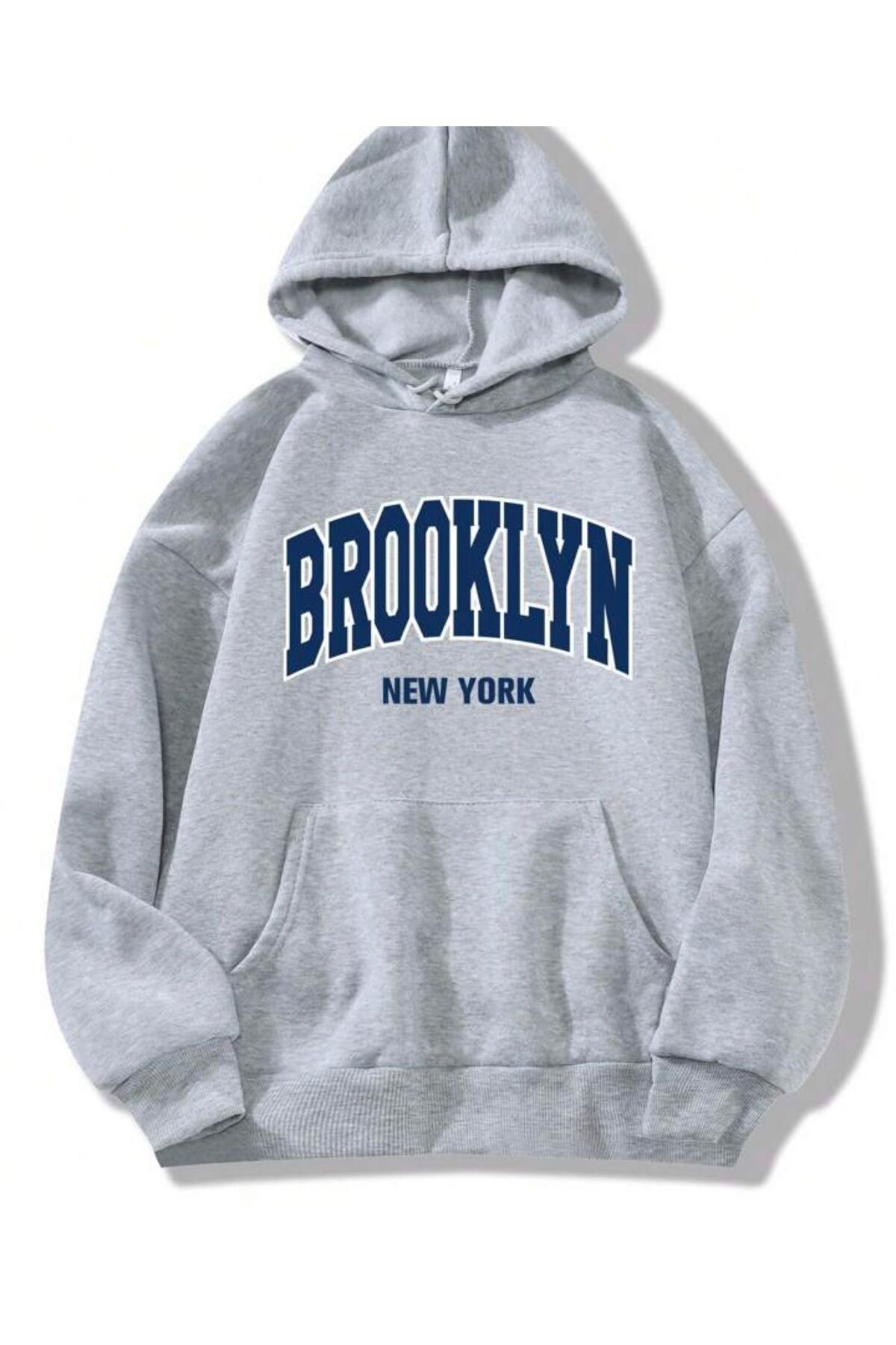 AFROGİYİM Unisex Brooklyn Newyork Baskılı Polar Kapüşonlu Sweatshirt