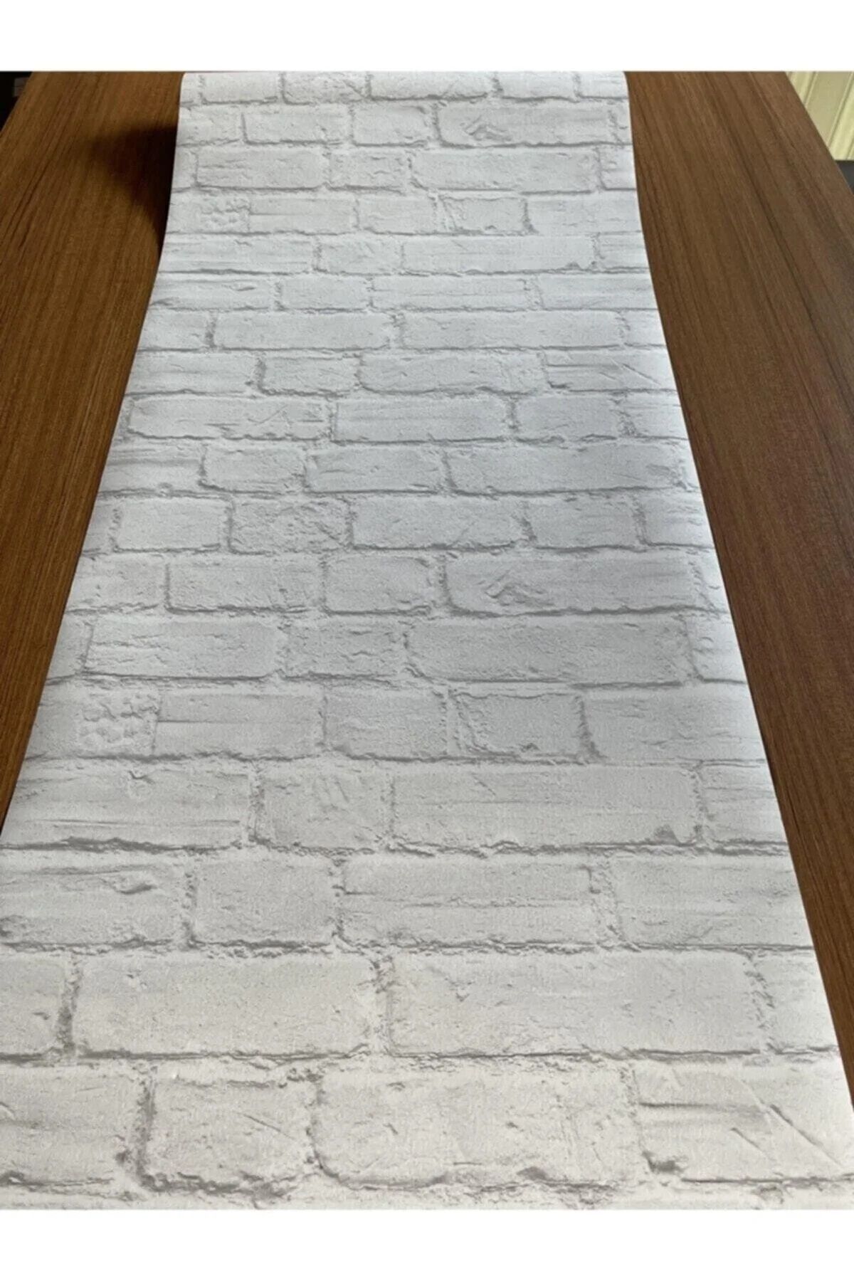 BAŞYAPI DİZAYN 3 Boyutlu Beyaz Tuğla Desen Duvar Kağıdı 2603 (5m²)
