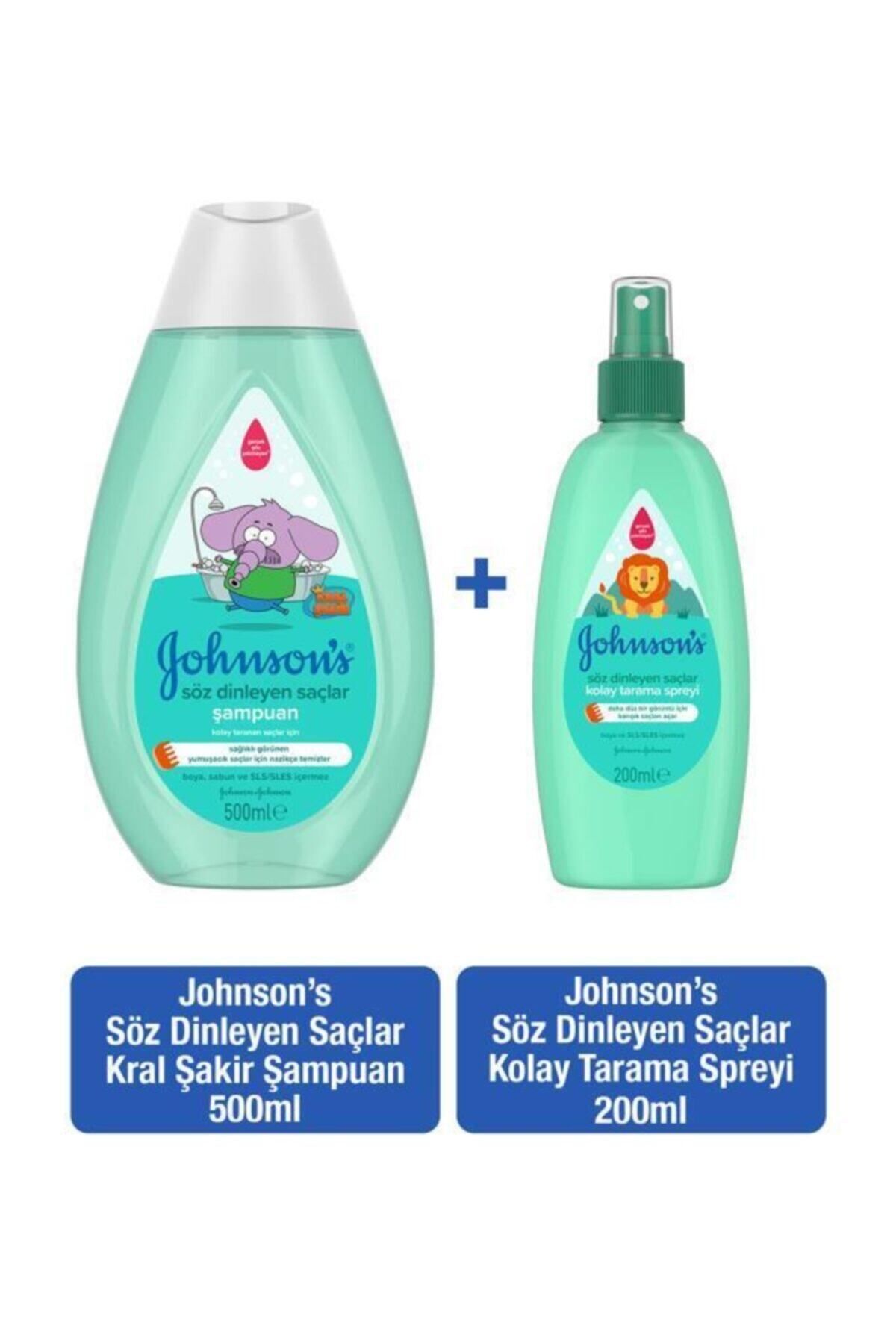 Johnson's Kral Şakir Söz Dinleyen Saçlar Bebek Şampuanı 500 ml + Kolay Tarama Saç Spreyi