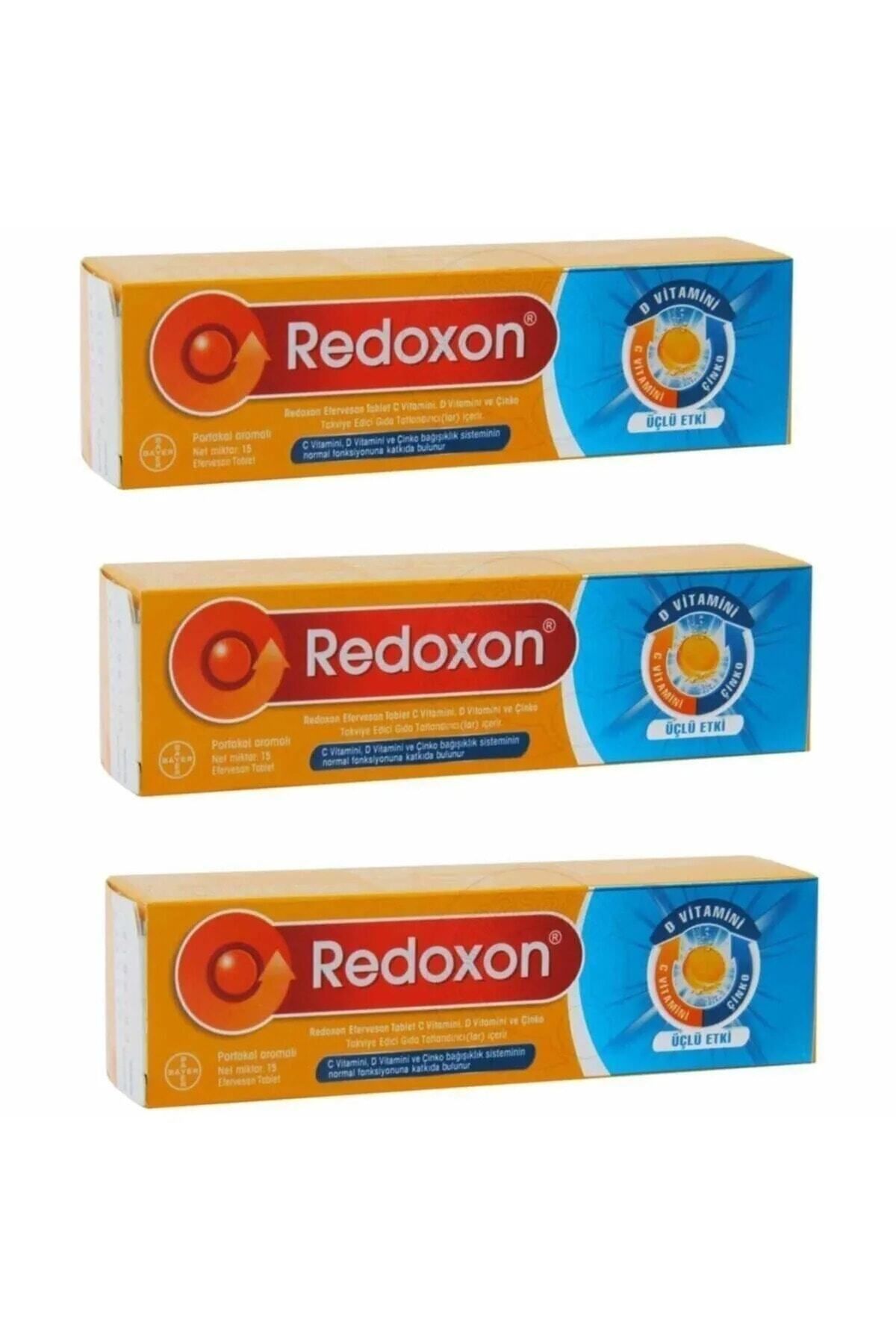 Bayer Redoxon Üçlü Etki C Vitamini D Vitamini Çinko Efervesan 15 Tablet 3 Adet