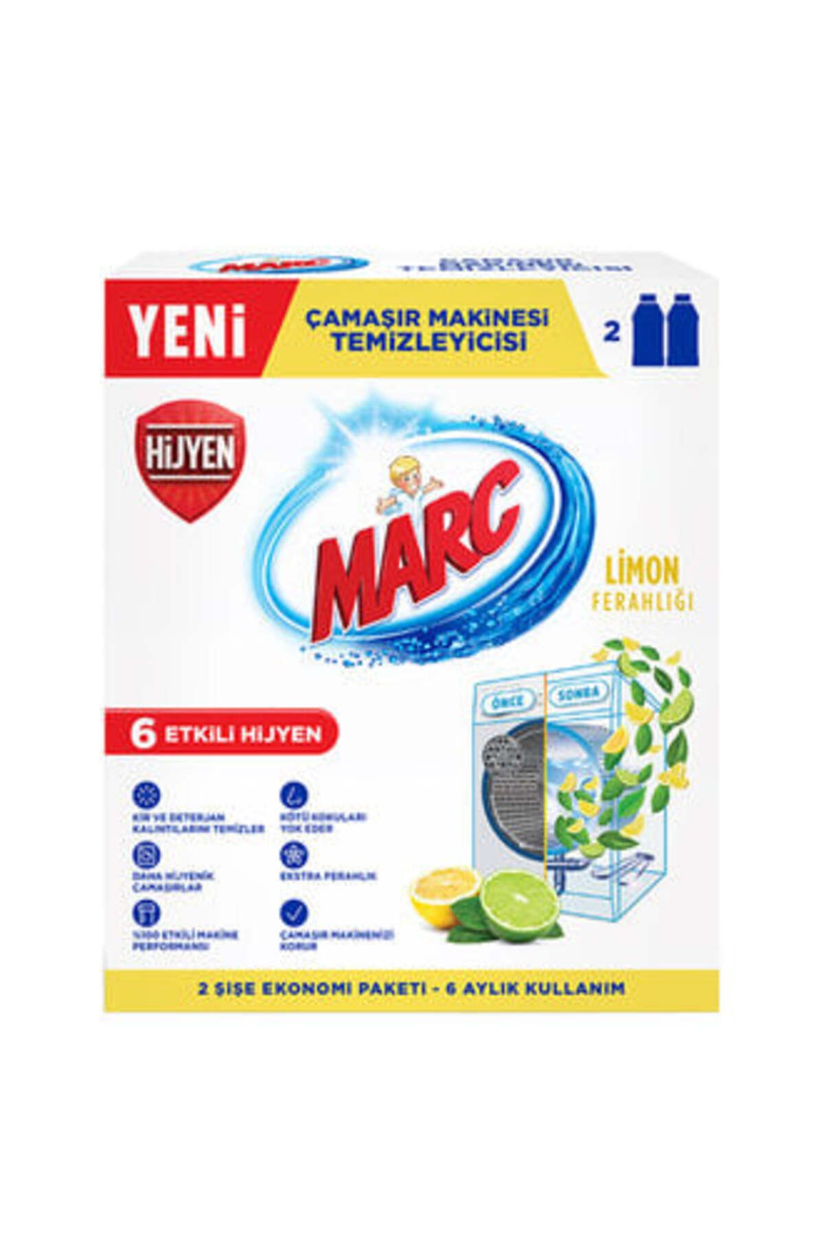 Marc Çamaşır Makinesi Temizleyici Limon 2x250 ml ( 5 ADET )