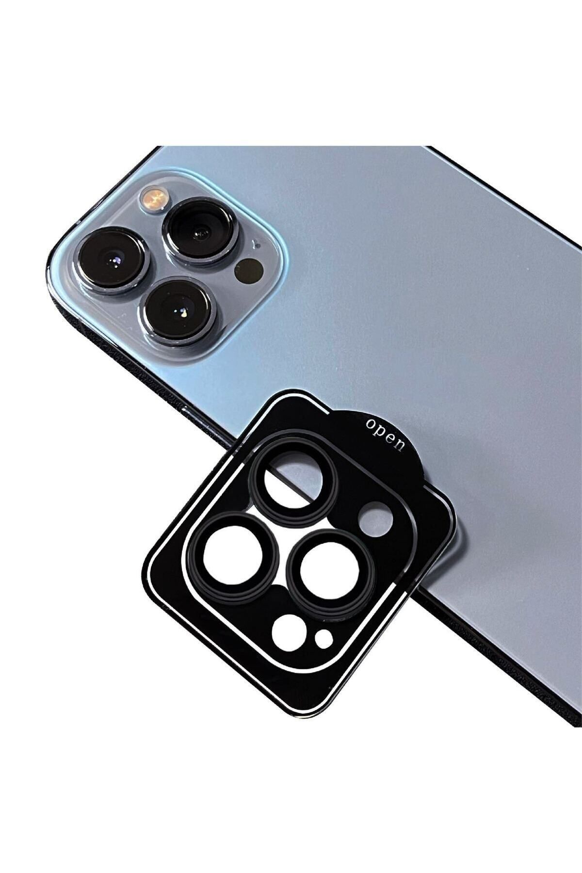 Dolia For Apple iPhone 14 Pro Max Safir Kamera Lens Koruyucu Tam Koruma Siyah