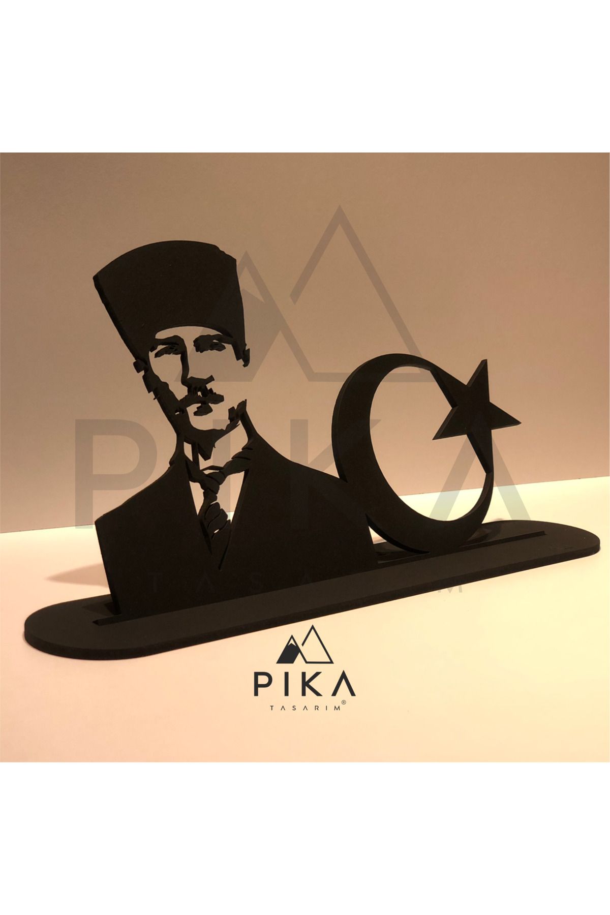 Pika Tasarım Mustafa Kemal Atatürk & Ay Yıldız Dekoratif Masaüstü Tablo