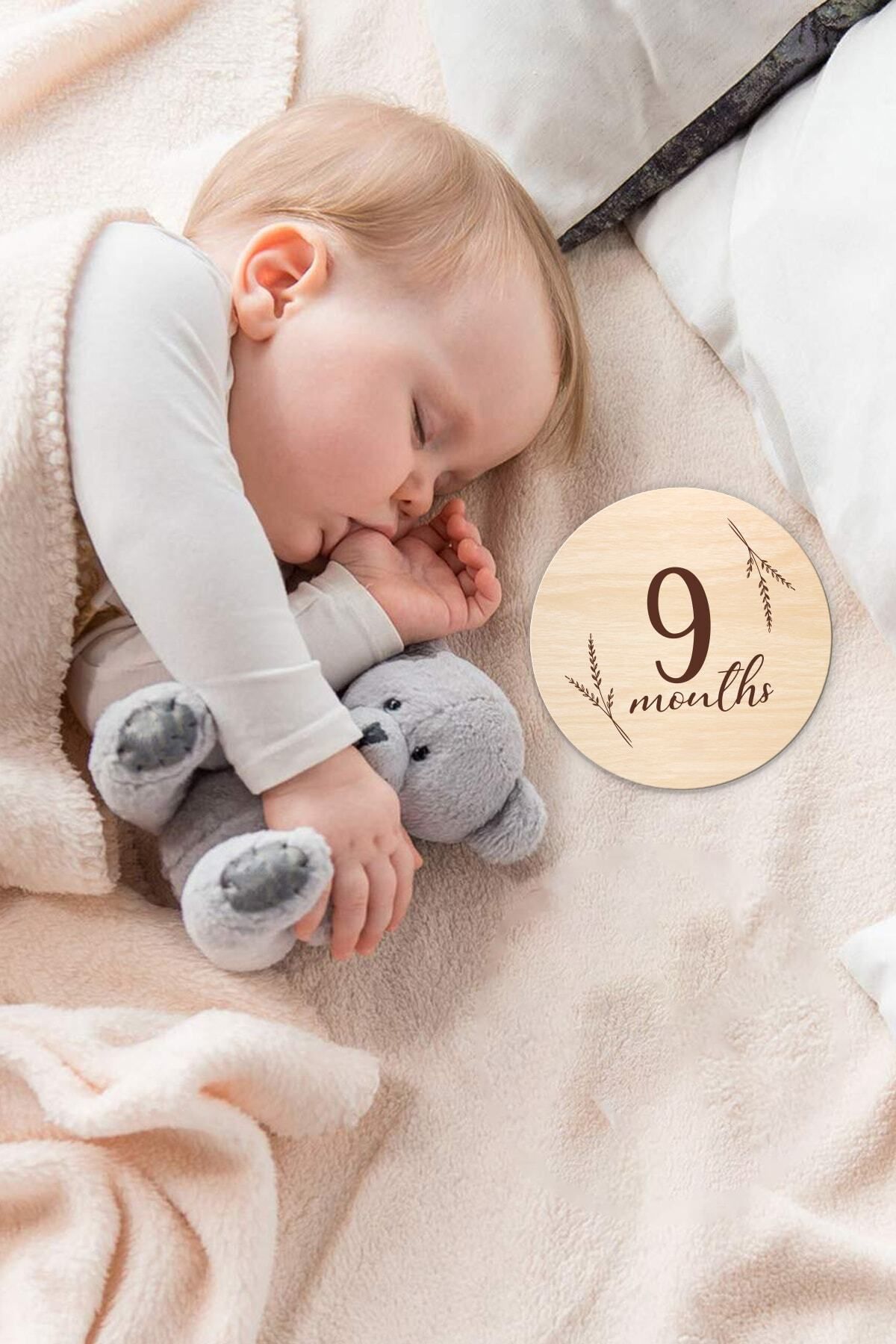 Enjoymydesign Aylık Bebek Kartları Wooden Milestone Cards İngilizce Bebek Anı Kartı Seti