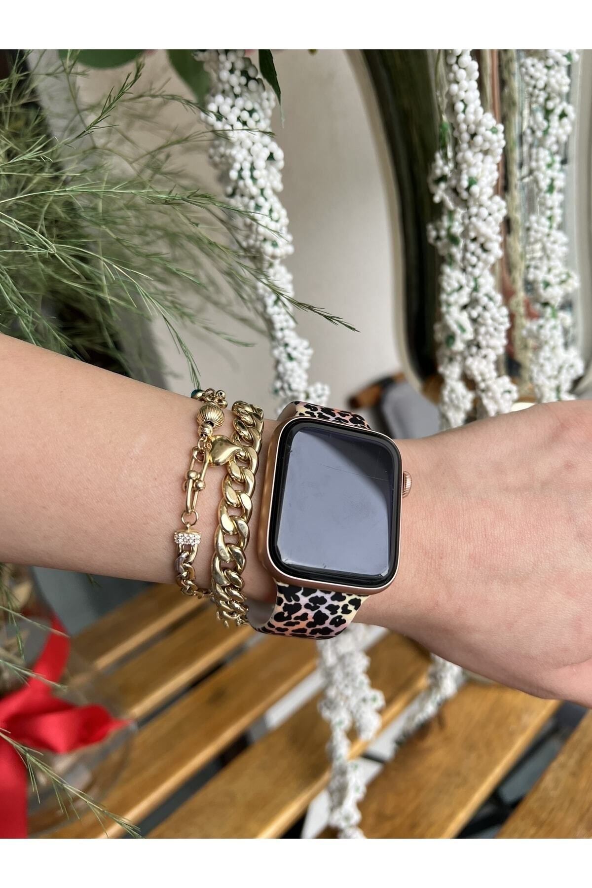 Belen Accessories Apple Watch Kordon Renkli Leopar 38-40-41 Mm
