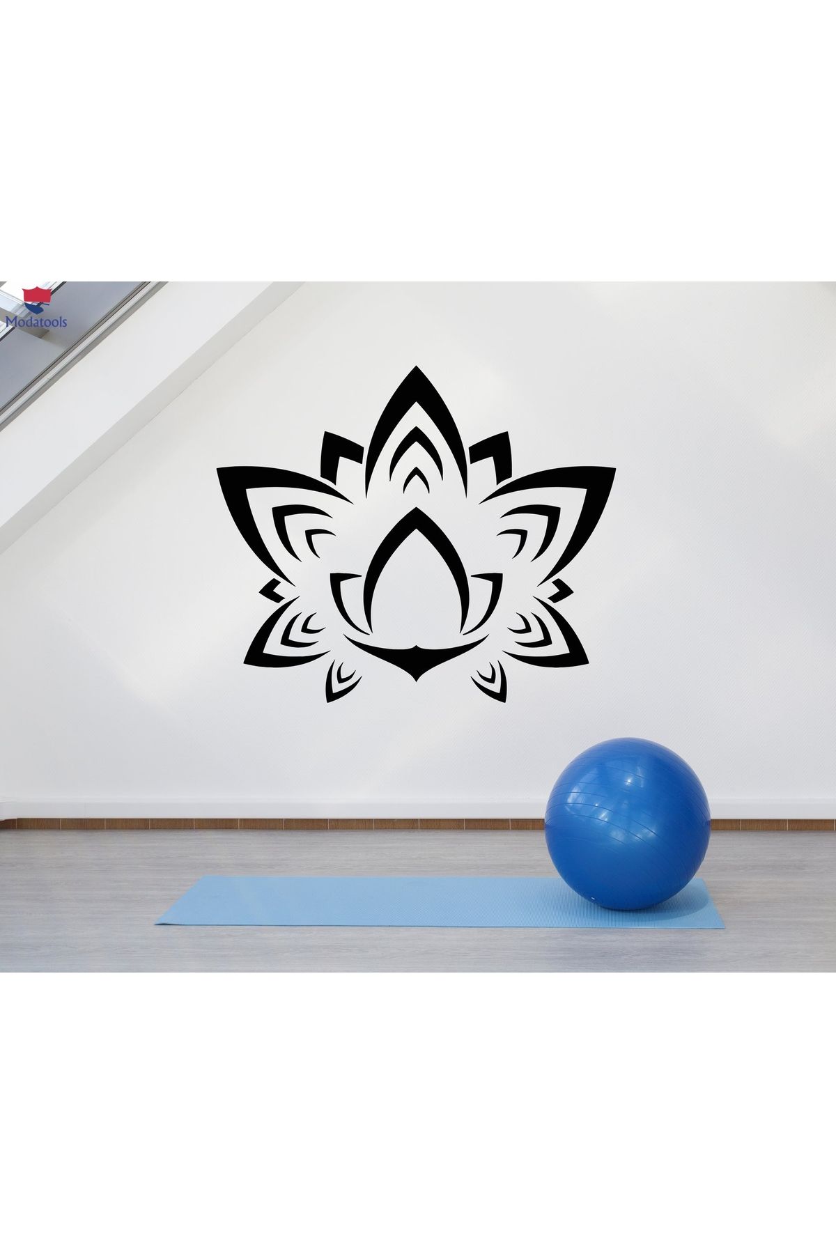 Modatools Oturma Odası, Yatak Odası Duvar Sticker Lotus Süsleme Sembolü Çiçek Meditasyon Yoga Çıkartmaları