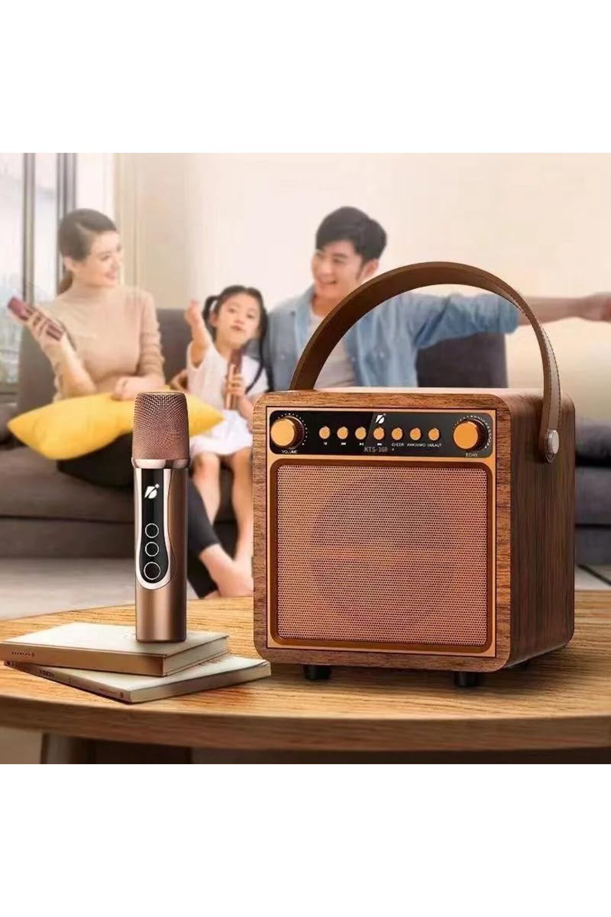 Coverzone Karaoke Kablosuz Mikrofon Açık Rgb Bluetooth Hoparlör 3 Farklı Ses Tonu Alkış Ve Efekt Midi Boy