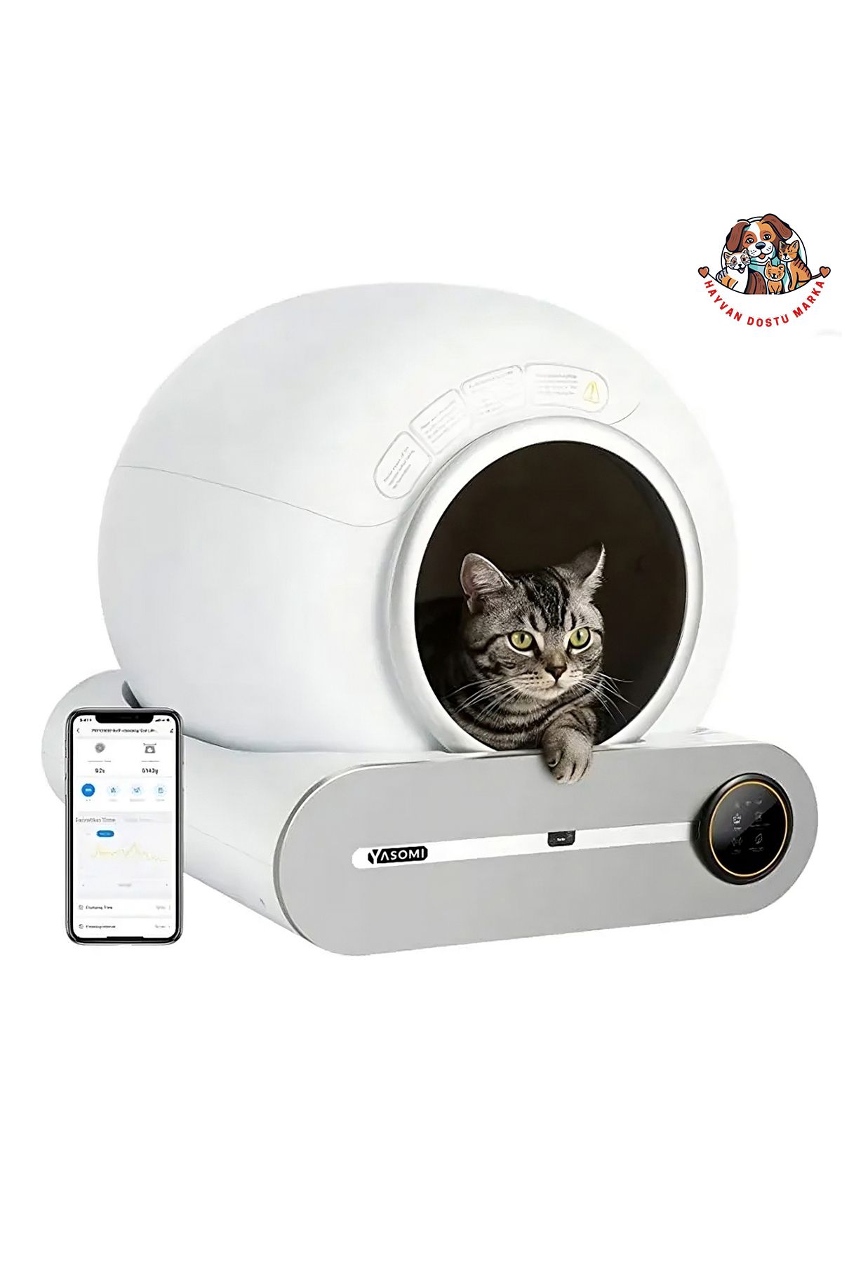 Yasomi Smart Cat Cleaner 9lt Kapasiteli ve Wifi Uygulama Bağlantılı Kedi Tuvaleti
