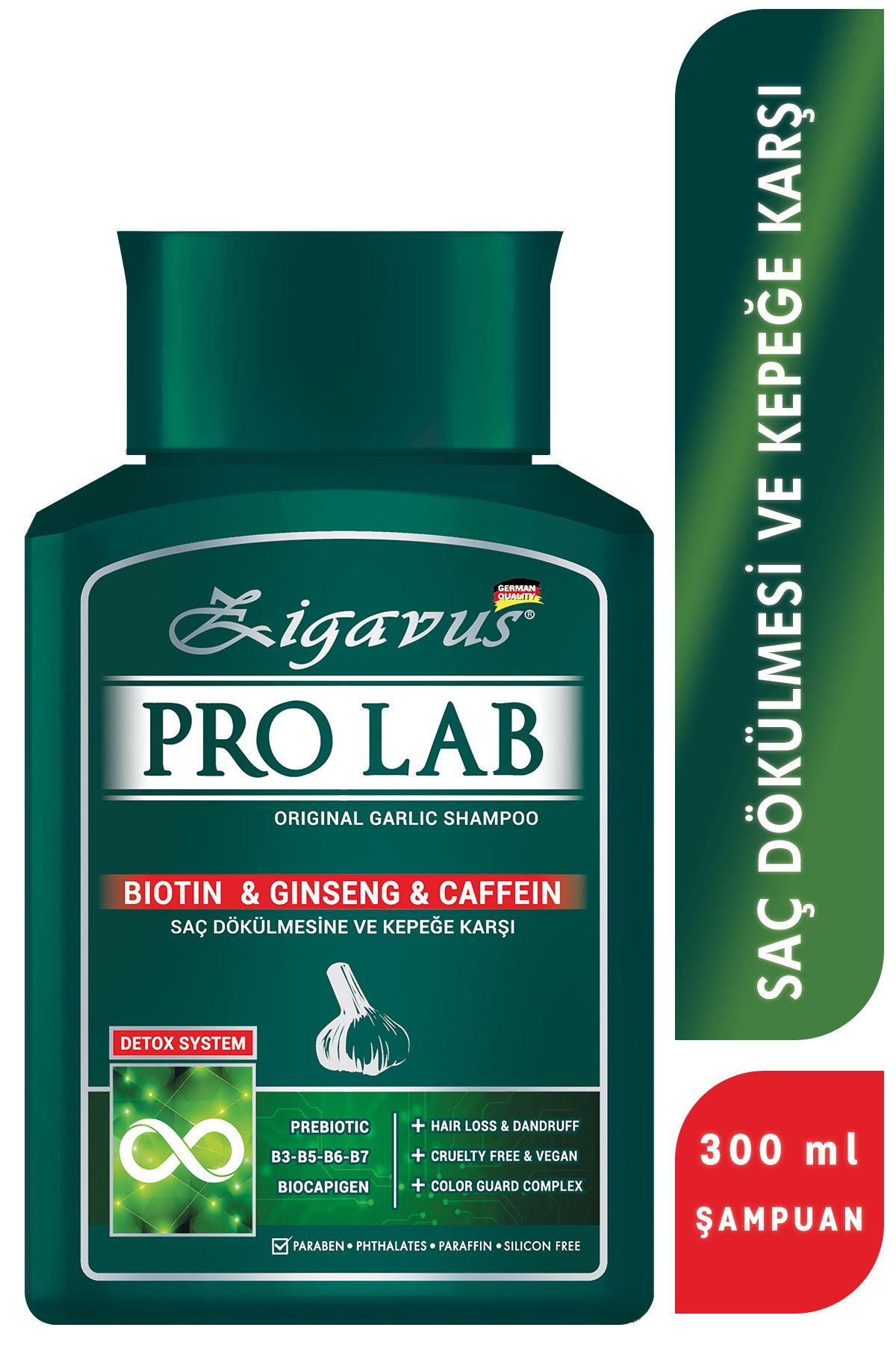 Zigavus Pro Lab Şampuan 300 ml - Sarımsak, Kafein, Biotin, Ginseng Özlü