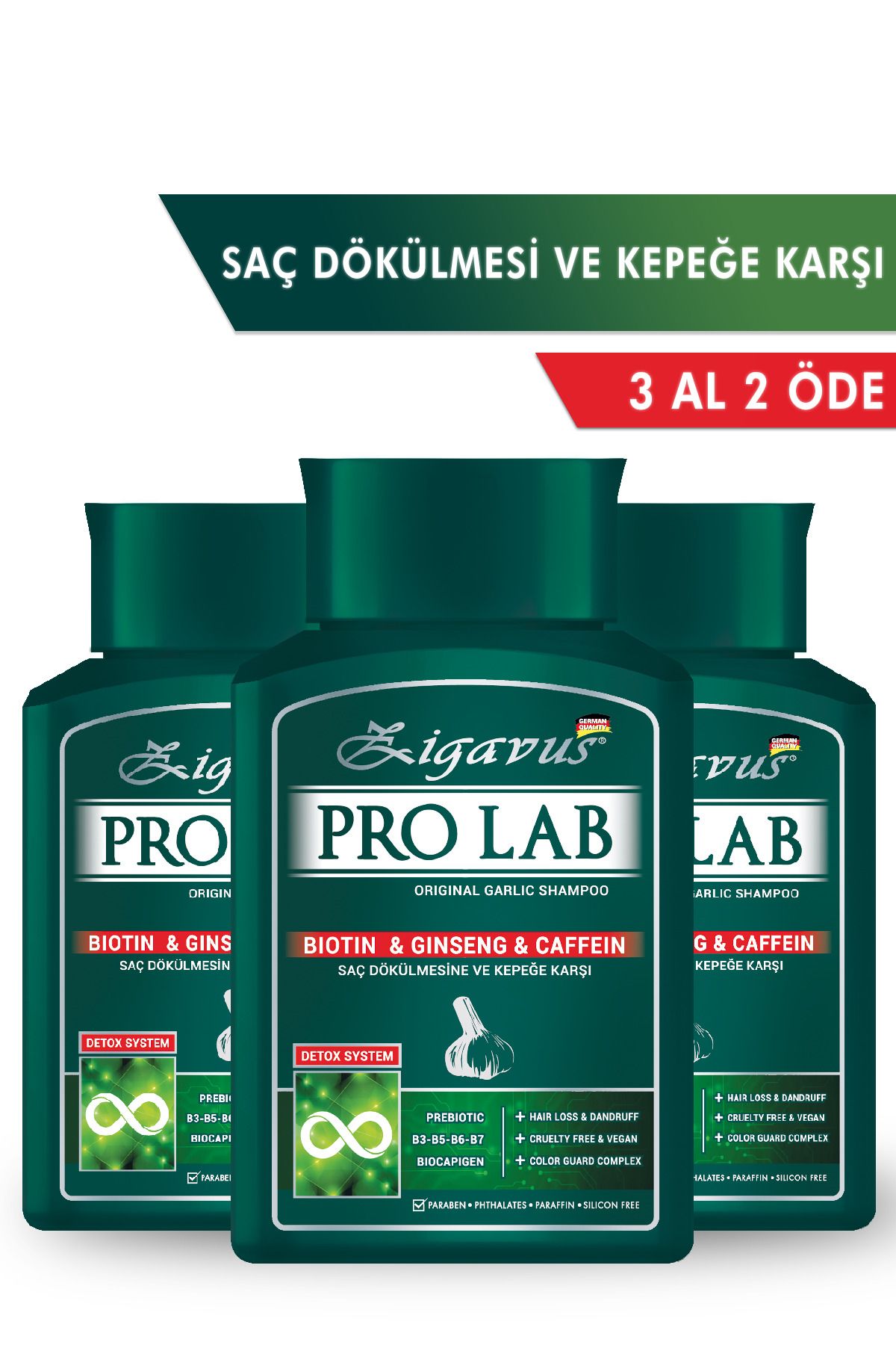 Zigavus Pro Lab Şampuan 300 ml 3 Al 2 Öde - Sarımsak, Kafein, Biotin, Ginseng Özlü 8699349130770