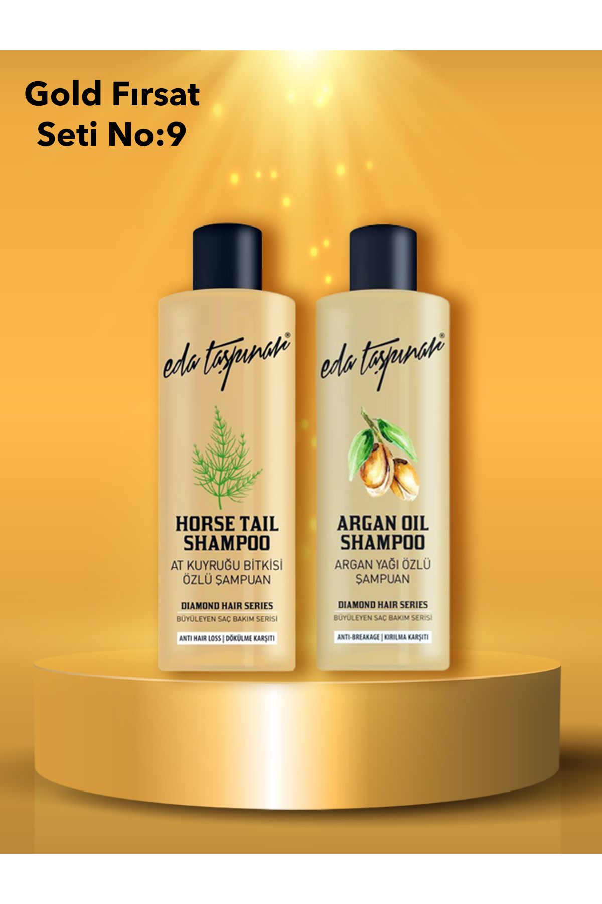 Eda Taşpınar Gold Fırsat Seti No.9 At Kuyruğu Bitkisi Şampuanı & Argan Yağı Özlü Şampuan 400 ml