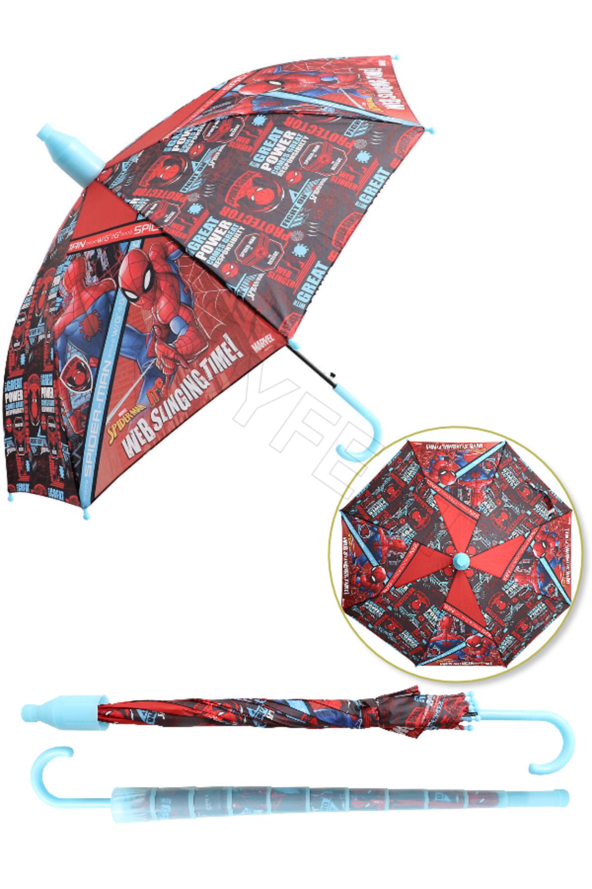 TOYFEST Spiderman Web Slinging Time PVC Koruma Kılıflı Çocuk Şemsiyesi - 3 - 12 Yaş Arası Çap : 85 cm
