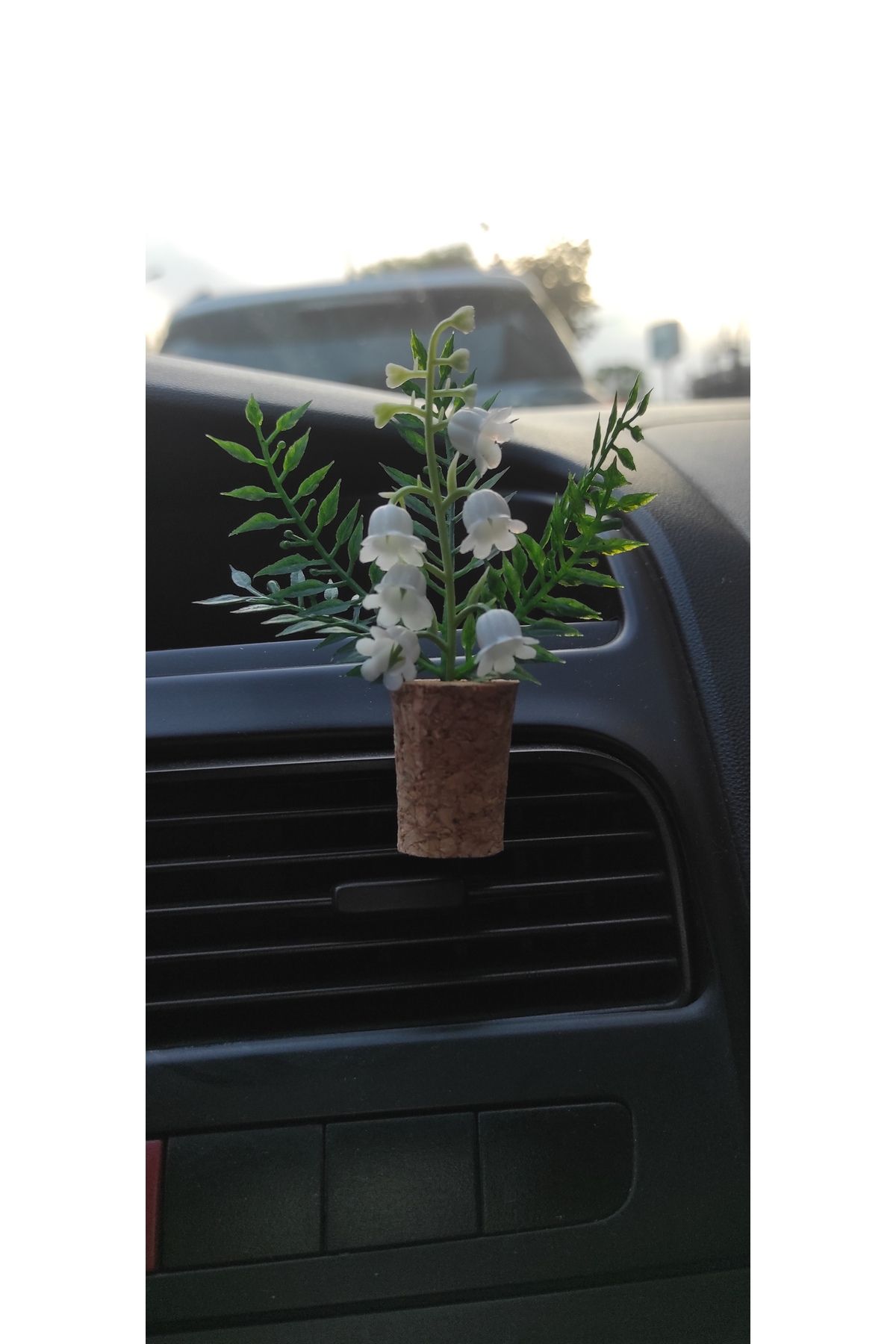 Aksesuar360 Mu Craft Saksılı Bitki Beyaz Çiçek Araç İçi Klima Koku Difüzörü Klipsli (Kokusuz)