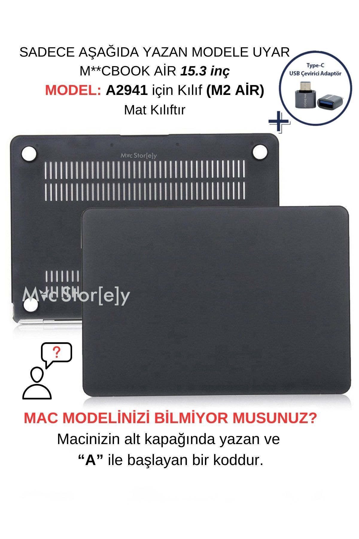 Mcstorey Macbook Air Kılıf 15.3inç M2-m3 A2941 A3114 Ile Uyumlu Mat
