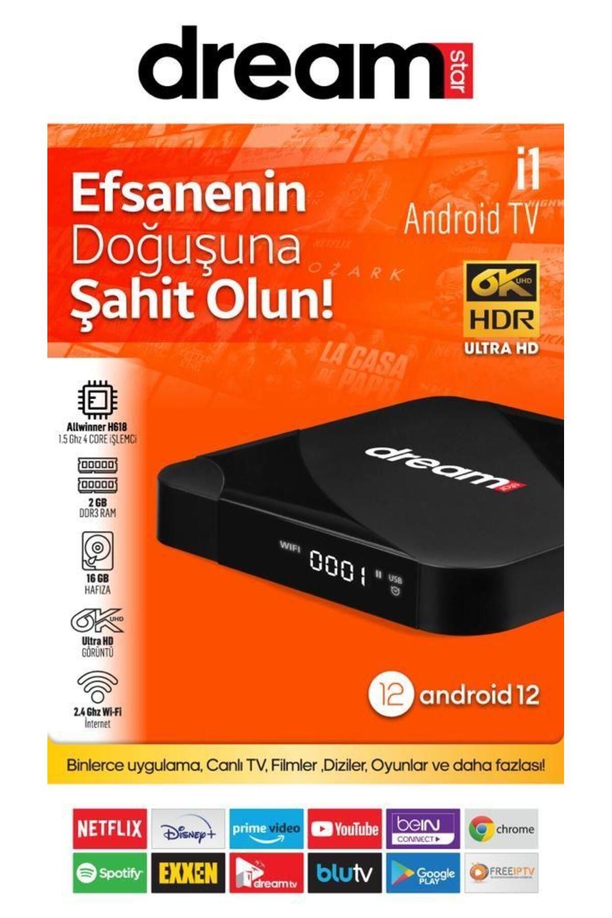 Dreamstar i1 Android Tv Box 2gb Ram 16GB Hafıza Android 12
