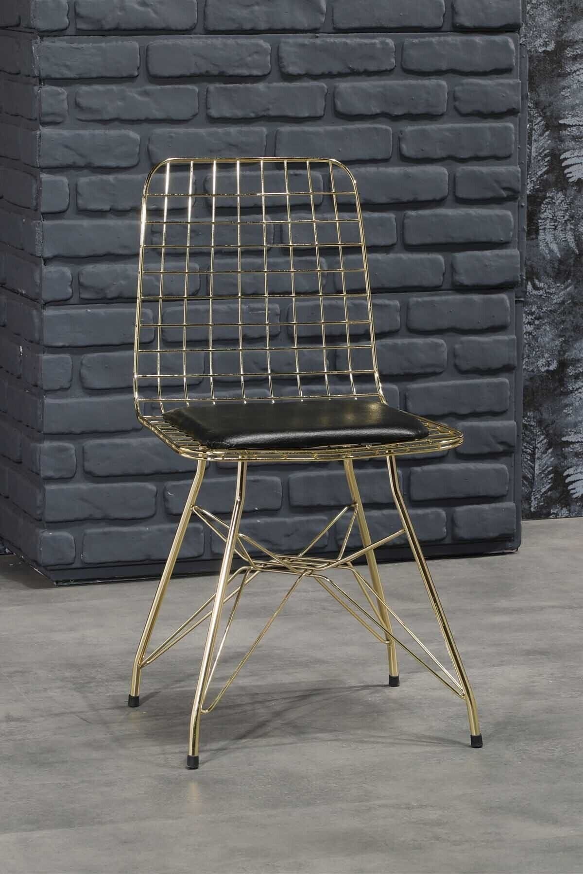 Ressa Home Koket Gold Tel Sandalye- Mutfak Masa Sandalyesi