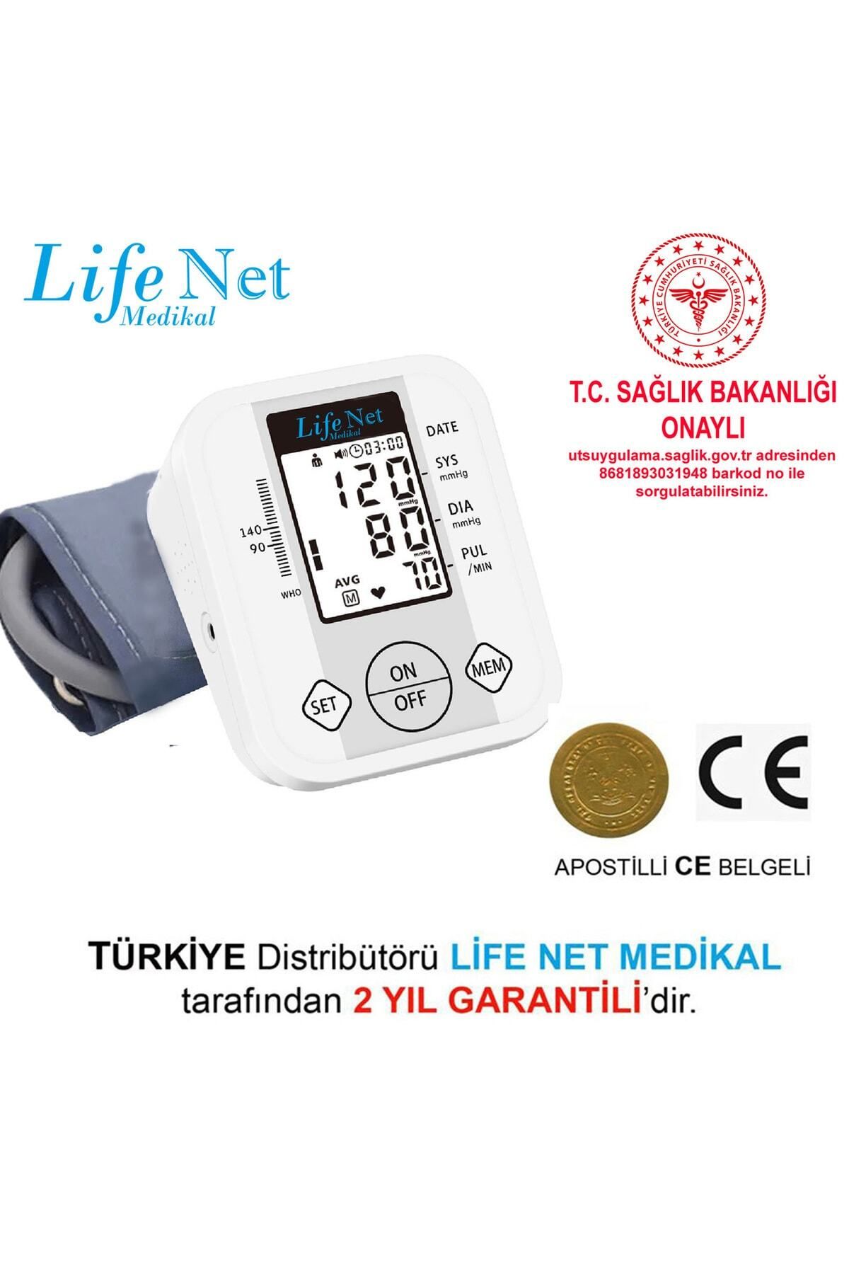 Life Net Medikal Üst Koldan Ölçer Dijital Tansiyon Aleti Nabız Ölçer USB Girişli JN-163D