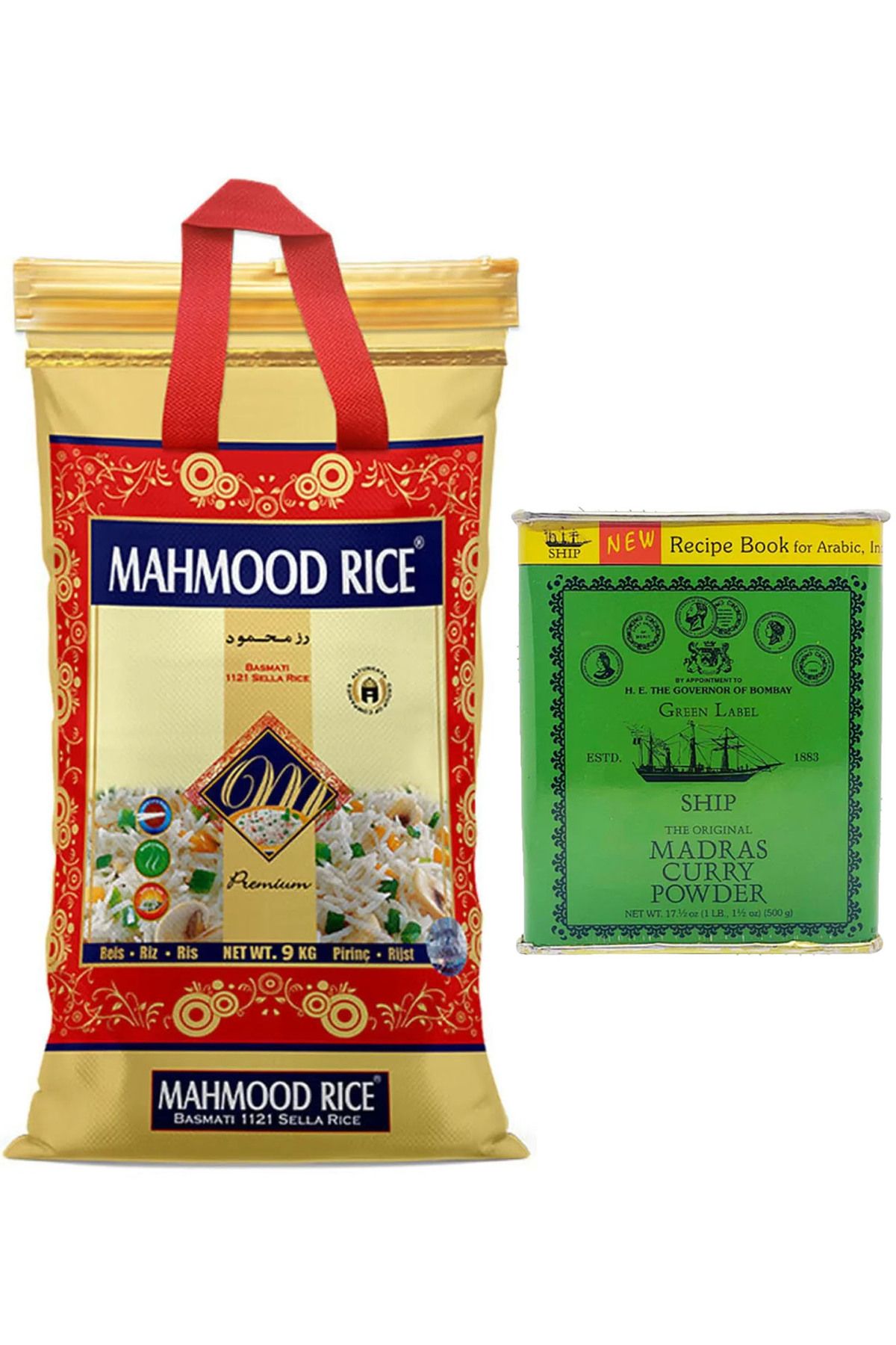 Mahmood Rıce 1121 Basmati Pirinç 9 kg +Madras Ship Madras Curry Powder Köri Baharat 500 gr