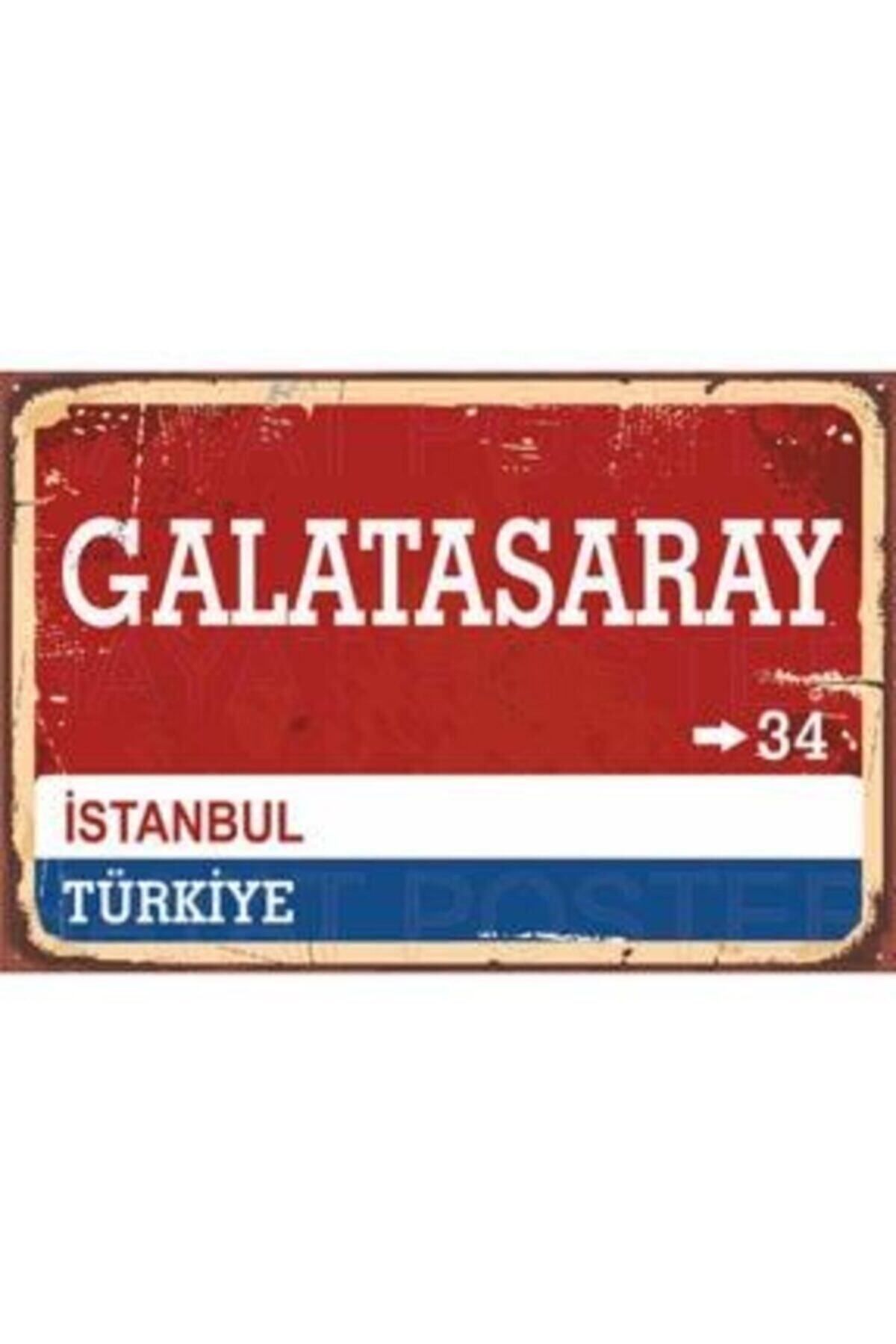 New Shelf Galatasaray Yön Tabelası Retro Vintage Ahşap Poster