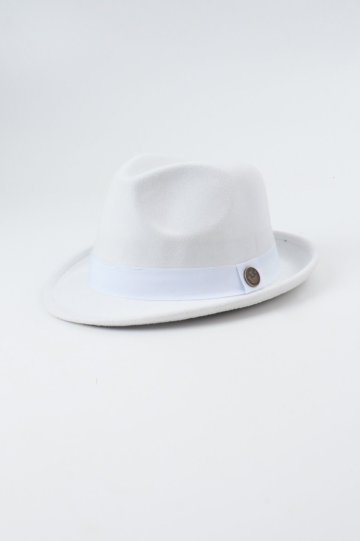 Kapin Kısa Kenarlı Fötr Şapka - Beyaz