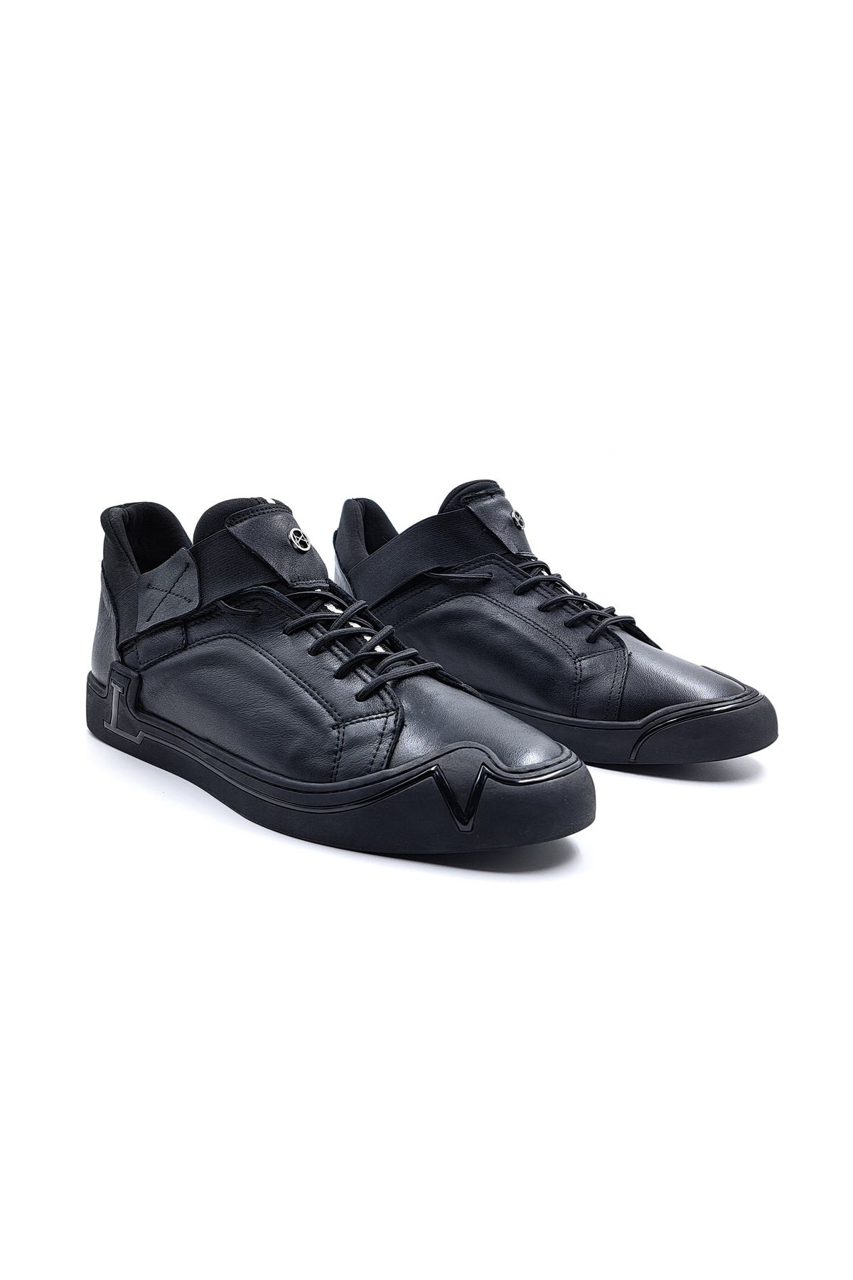 MARCOMEN Hakiki Deri Lastik Bağcıklı Siyah Erkek Günlük Ayakkabı