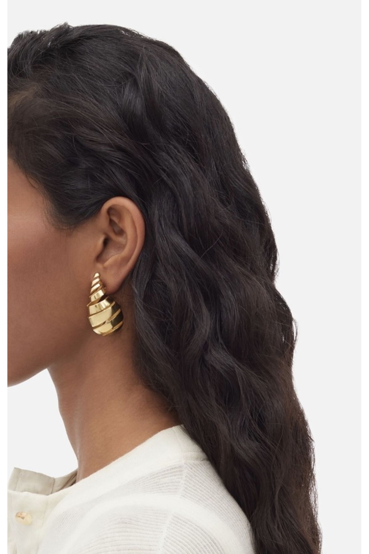 Gigi Jewelleryy Bottega Spiral Model Gözyaşı Damlası Küpe Gold