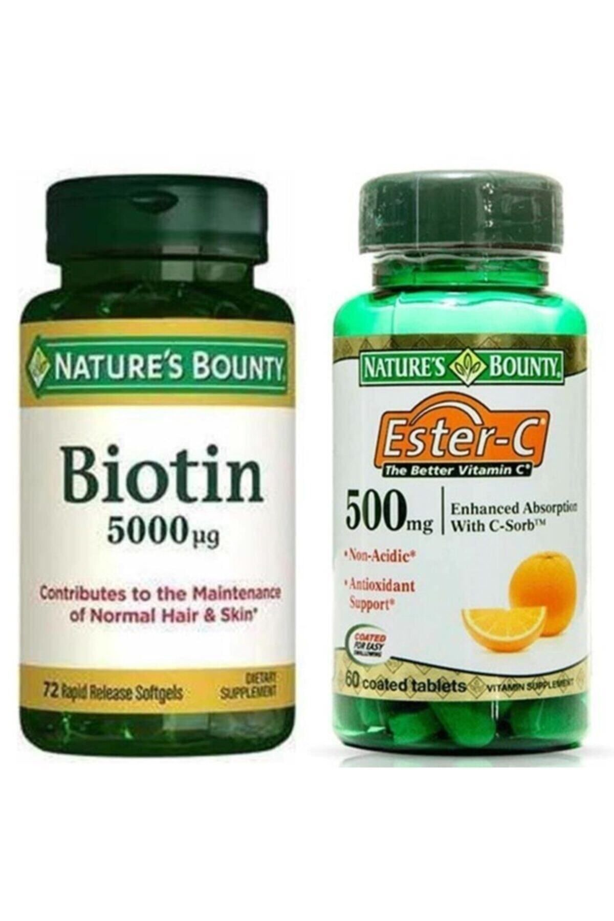 Natures Bounty Biotin 5000 Mcg 72 Kapsül+ Ester-c 500 mg 60 Tablet