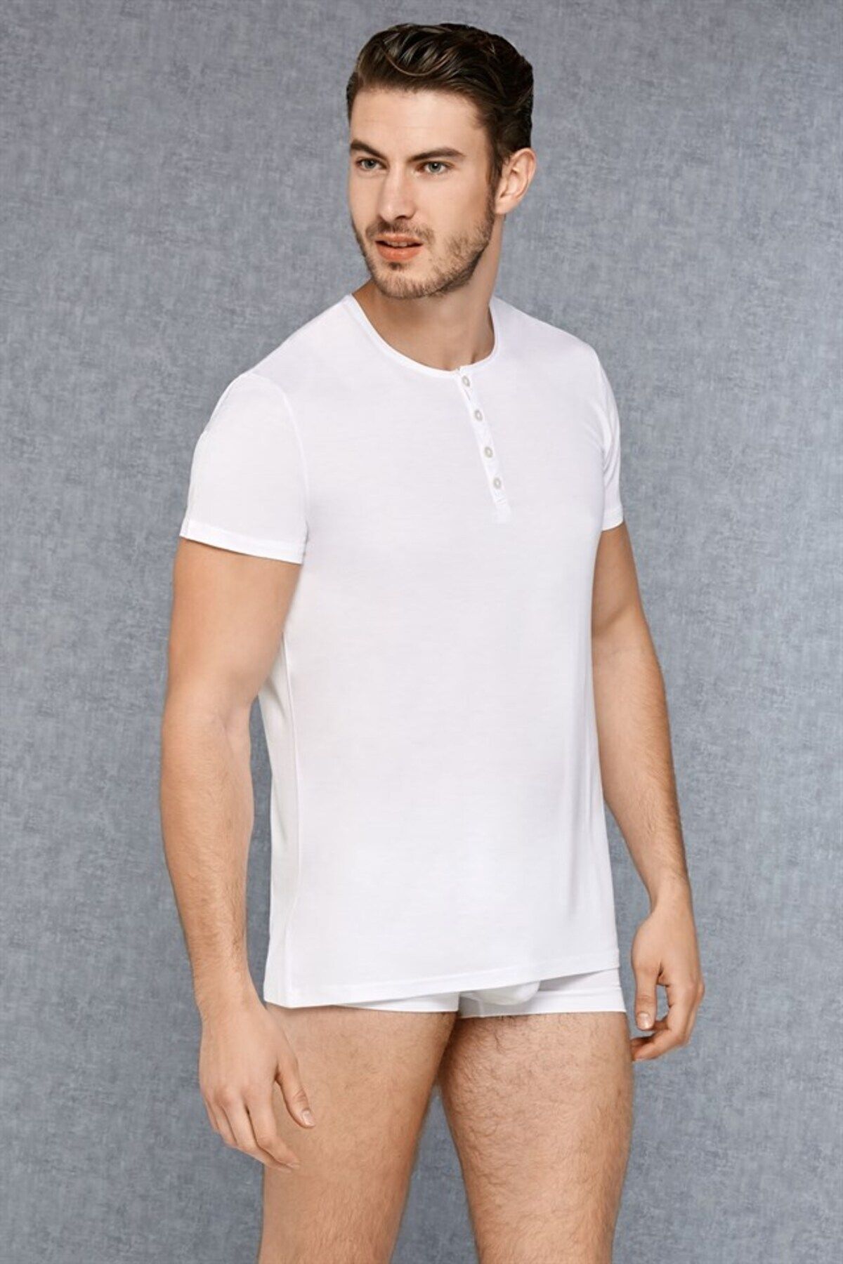 Doreanse Erkek Micromodal Düğmeli Yuvarlak Yaka Kısa Kol T-Shirt