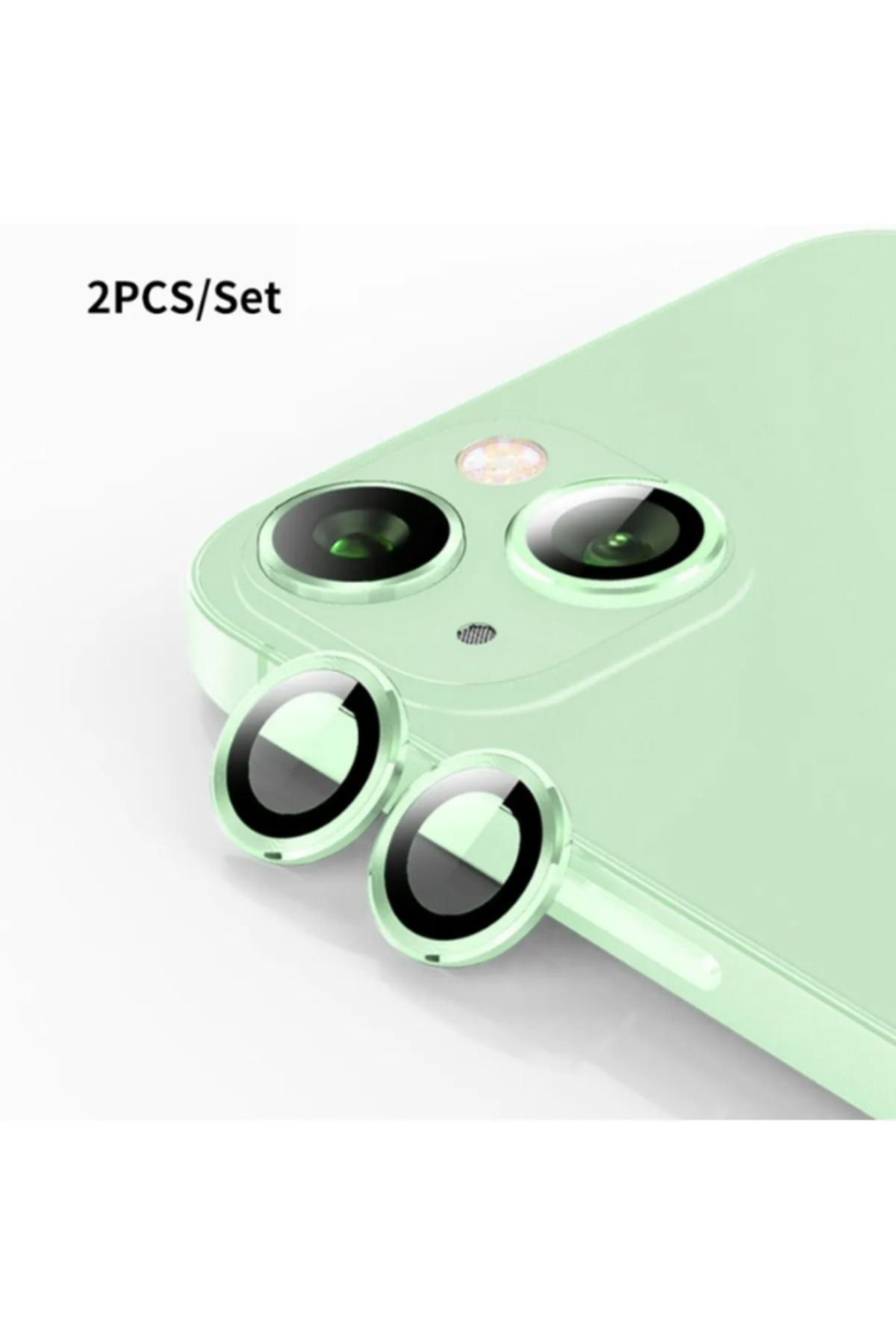 KVK PRİVACY Apple Iphone 15/15 Plus Kamera Koruma Lens Koruyucu Temperli Cam Koruma Green