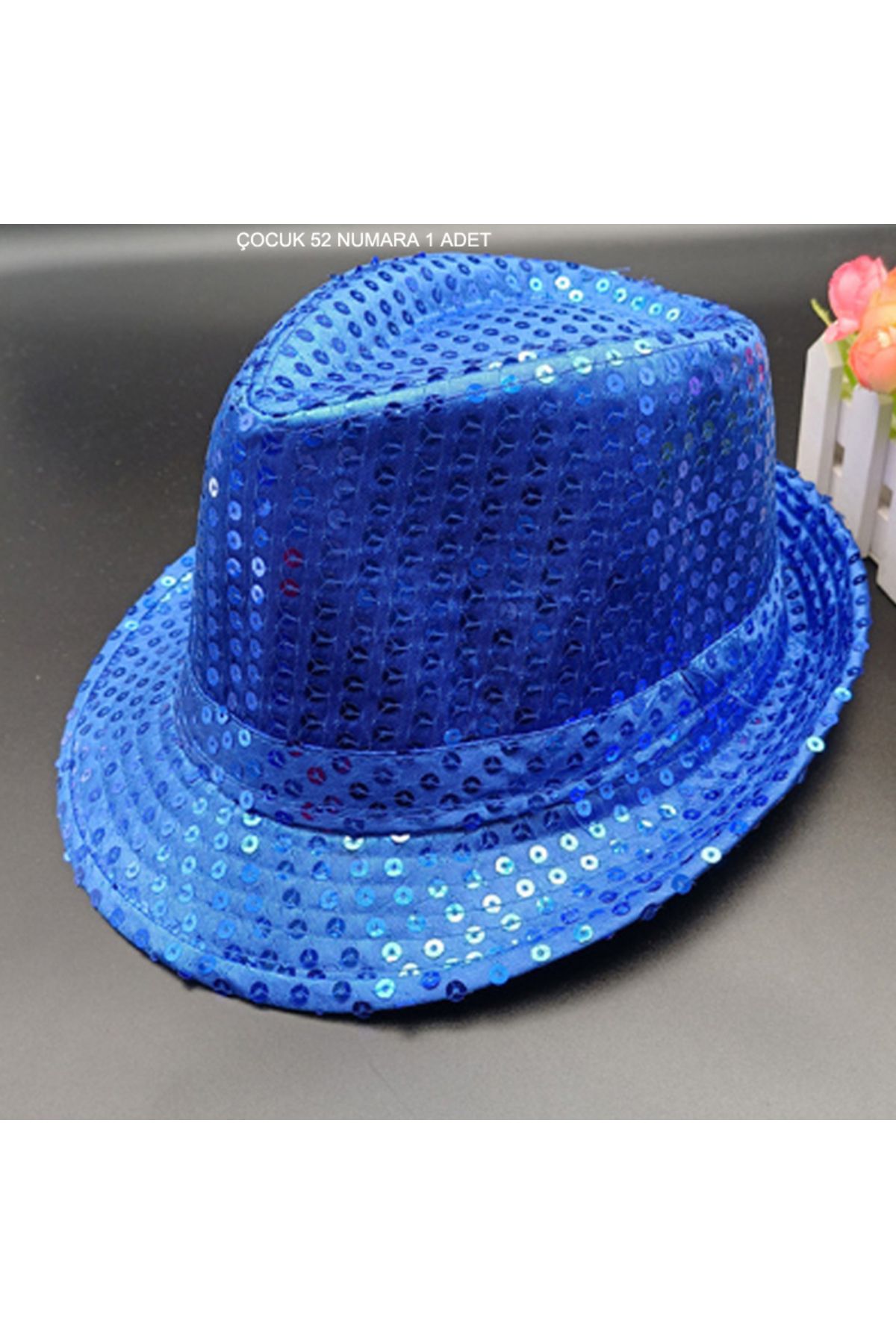 Pandoli Koyu Mavi Renk Pullu Michael Jackson Şapkası Çocuk 4/5 Yaş 1 Adet Gösteri