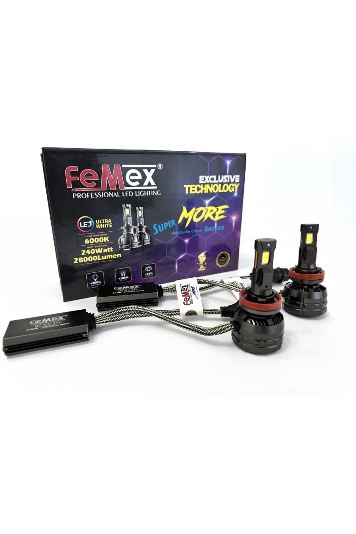 FEMEX Super More H8 Şimşek Etkili Led Xenon 240w 28000 Lumen