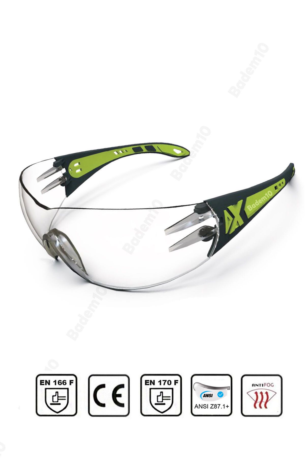 Badem10 Bisiklet Koşu Motor Gözlüğü Uv Korumalı Sporcu Bisikletçi Buğulanmaz Gözlük Silikon Kulaklık Şeffaf
