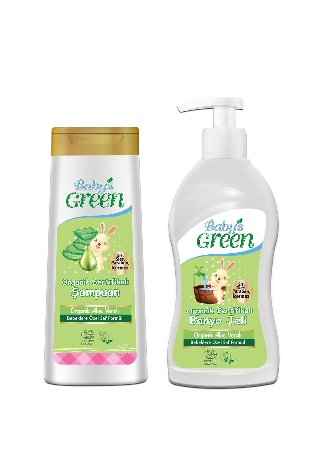 Baby's Green Organik Bebek Saç Ve Vücut Şampuanı 2'li Set + Bebek Banyo Ve Duş Jeli Sıvı Sabun